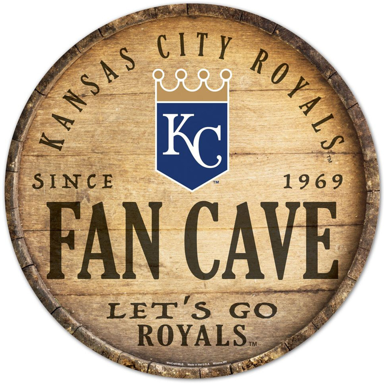 Kansas City Royals Sign Wood 14 Inch Round Barrel Top Design