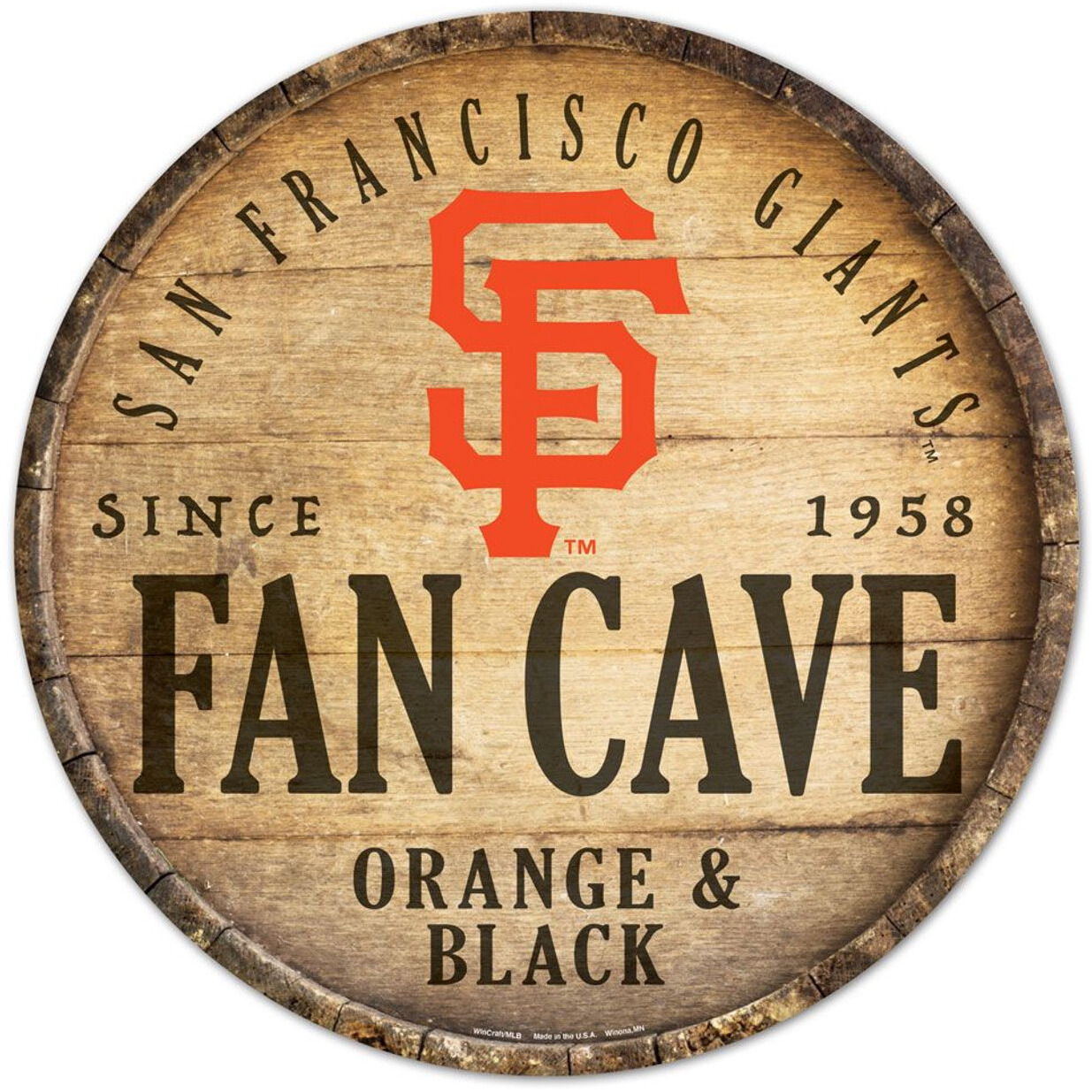 San Francisco Giants Sign Wood 14 Inch Round Barrel Top Design