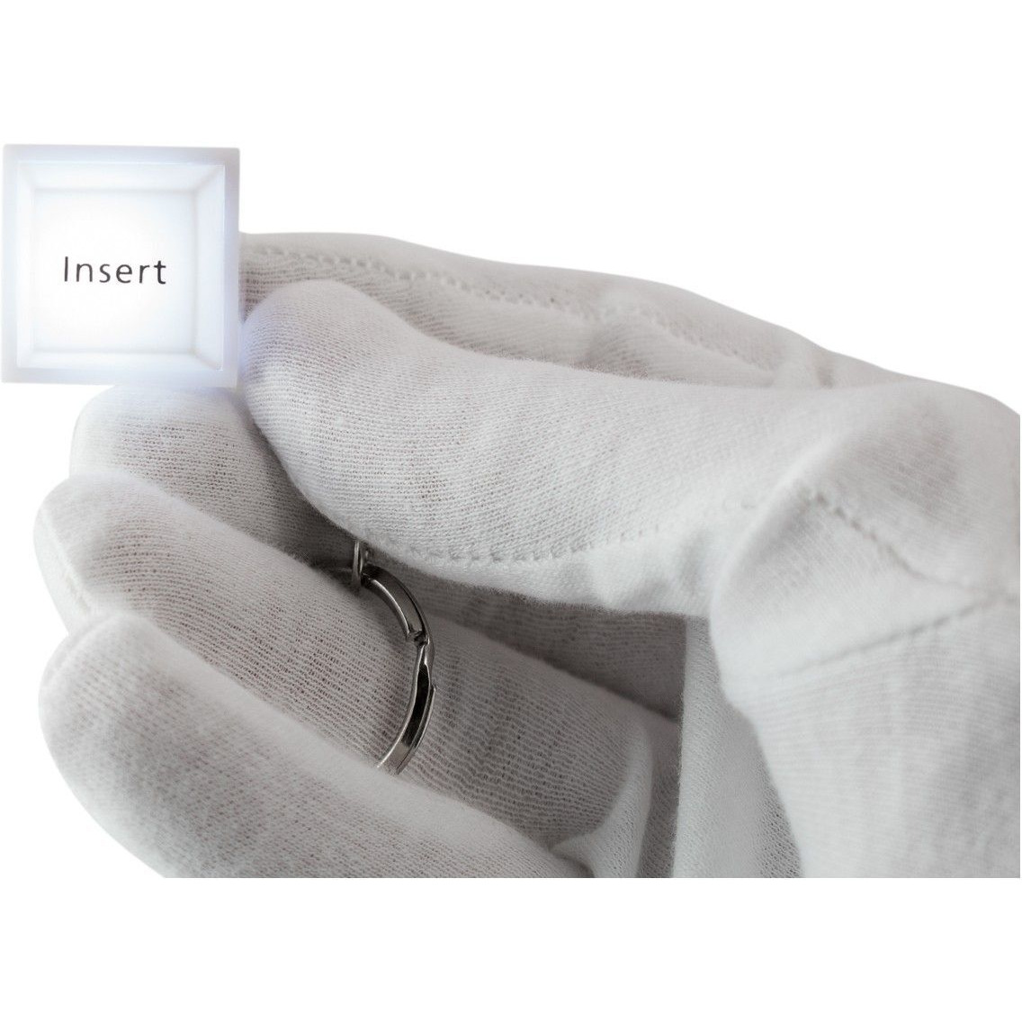 Push-Button Elegance with Stainless Steel Keychain and White Super LED