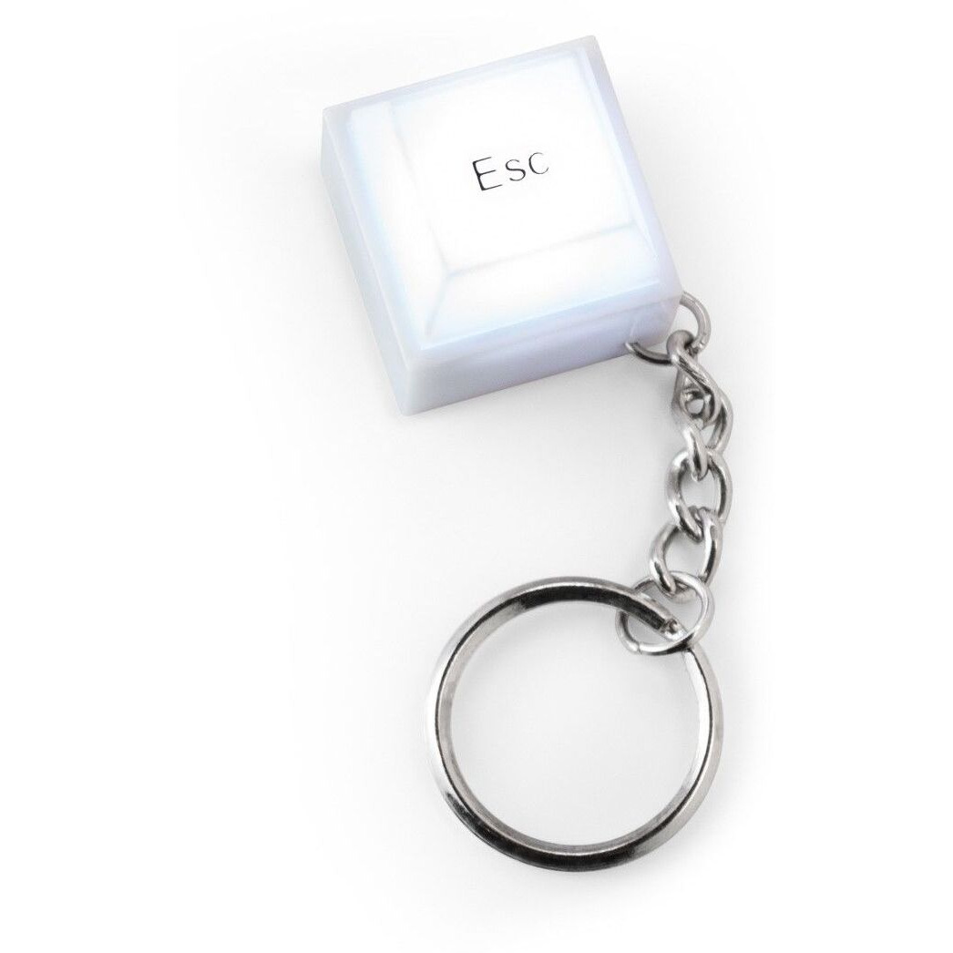 Push ESC Keyboard Button Elegance with Stainless Steel Keychain and Super LED