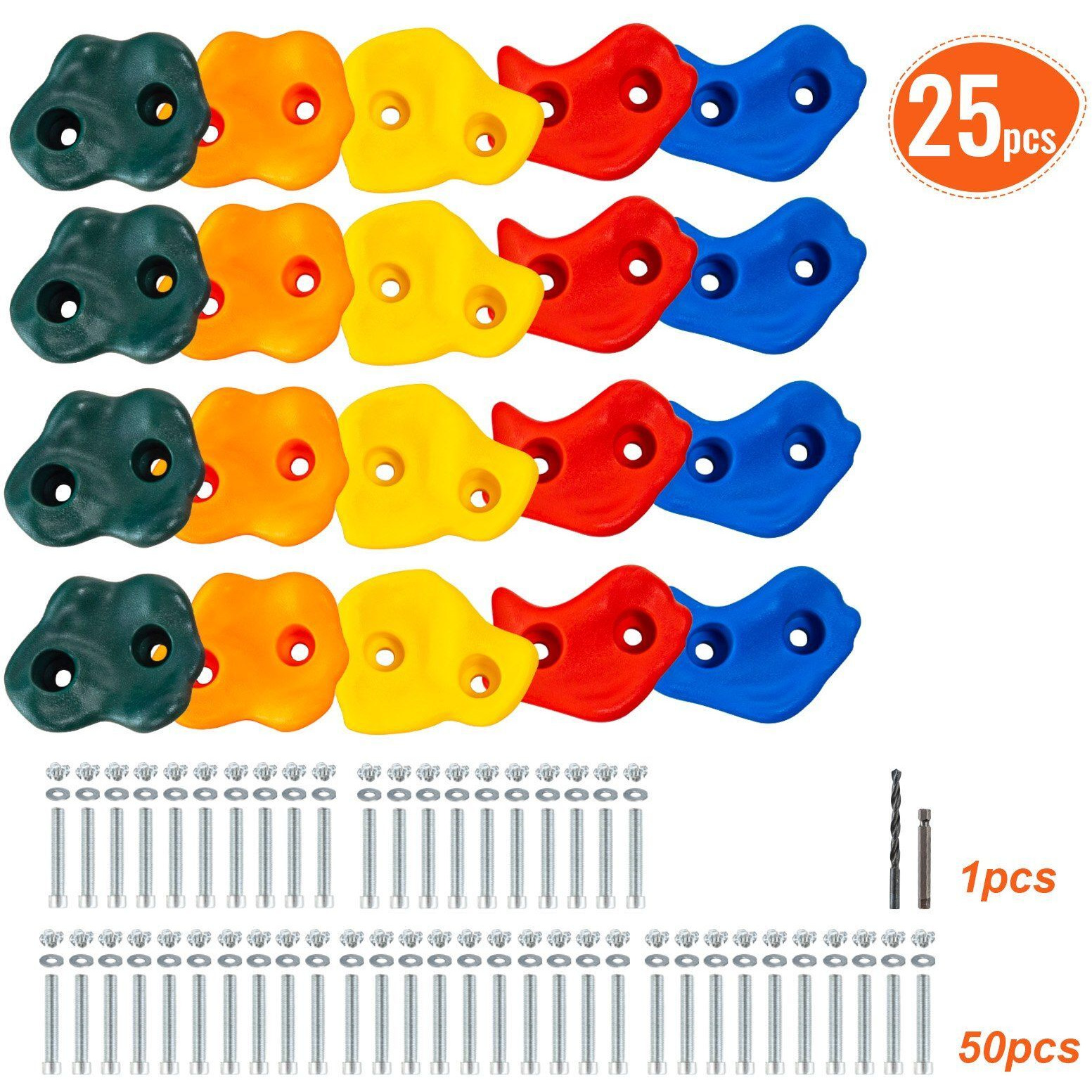 VEVOR 25 Rock Climbing Holds Climbing Rocks Rock Wall Holds Grip Indoor/Outdoor