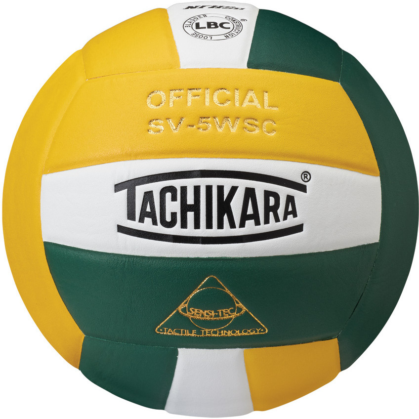 Tachikara SV5WSC Sensi-Tec Composite  Volleyball (Gold, White and Dark Green)