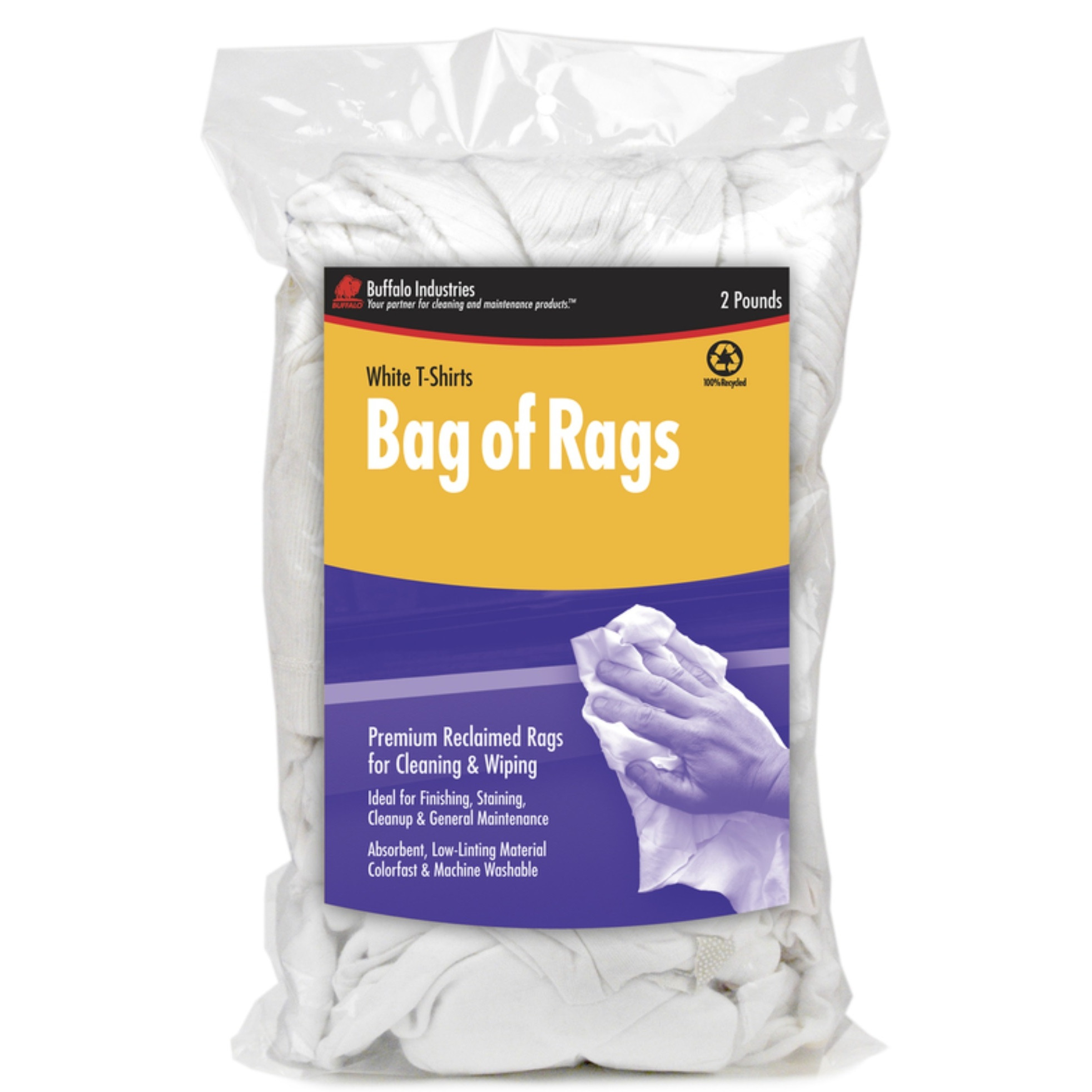 WIPING RAGS WHITE 2LB (Pack of 1)