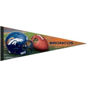 Denver Broncos Pennant 12x30 Premium Style Helmet Design