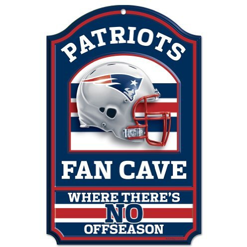 New England Patriots Wood Sign - 11&quotx17" Fan Cave Design