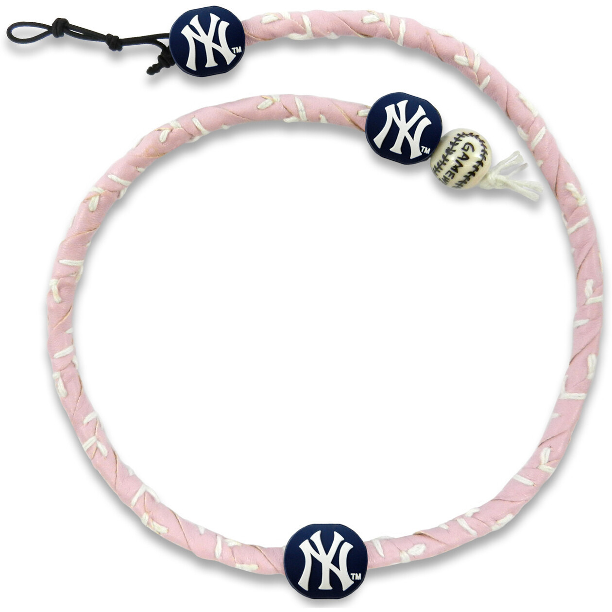 New York Yankees Necklace Frozen Rope Baseball Leather Pink CO