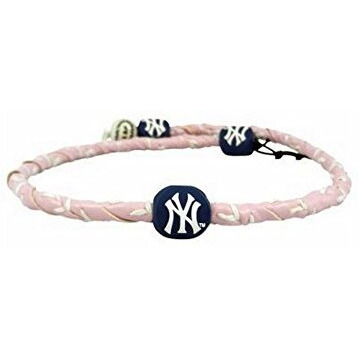 New York Yankees Necklace Frozen Rope Baseball Leather Pink CO