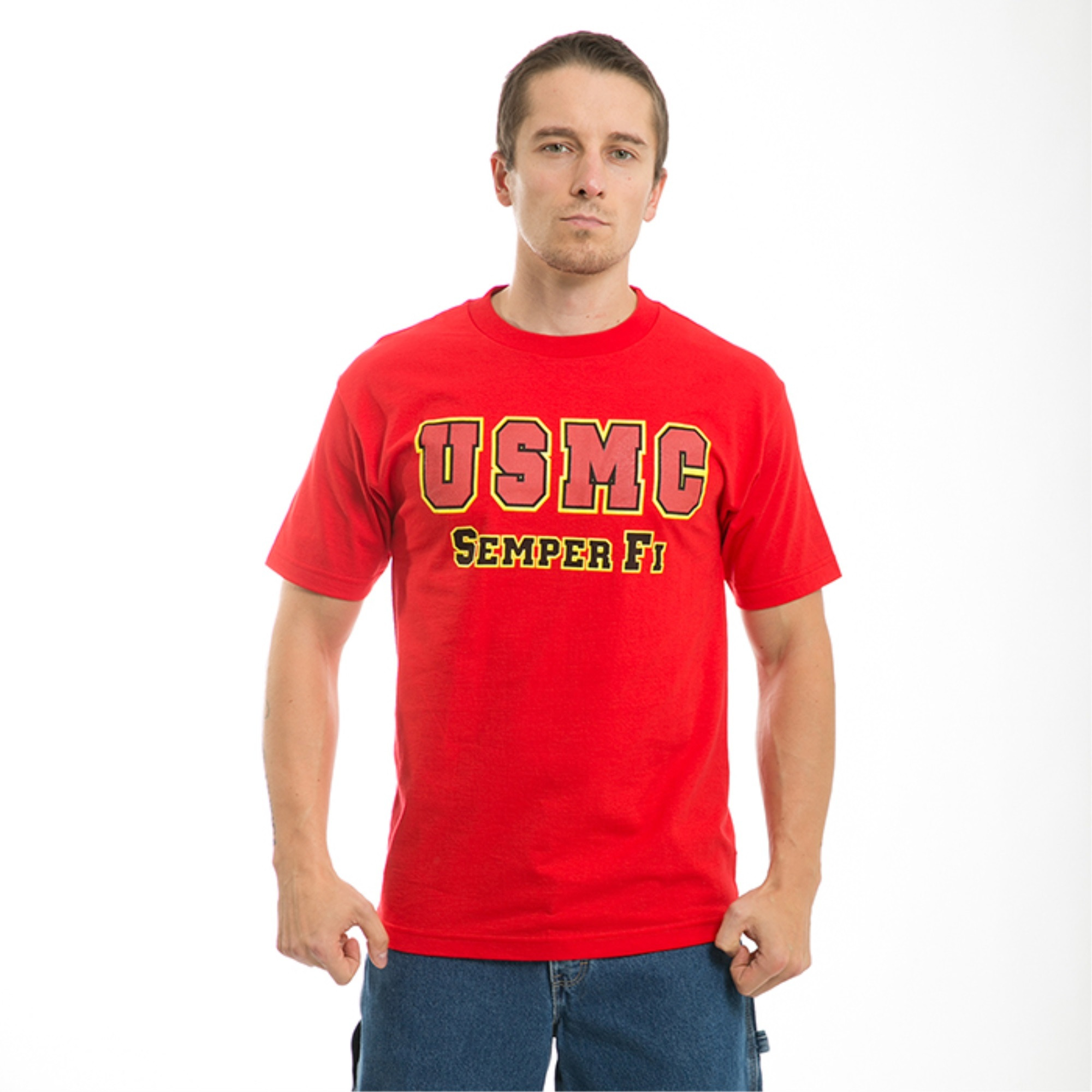 Classic Military T's, USMC, Red, XL