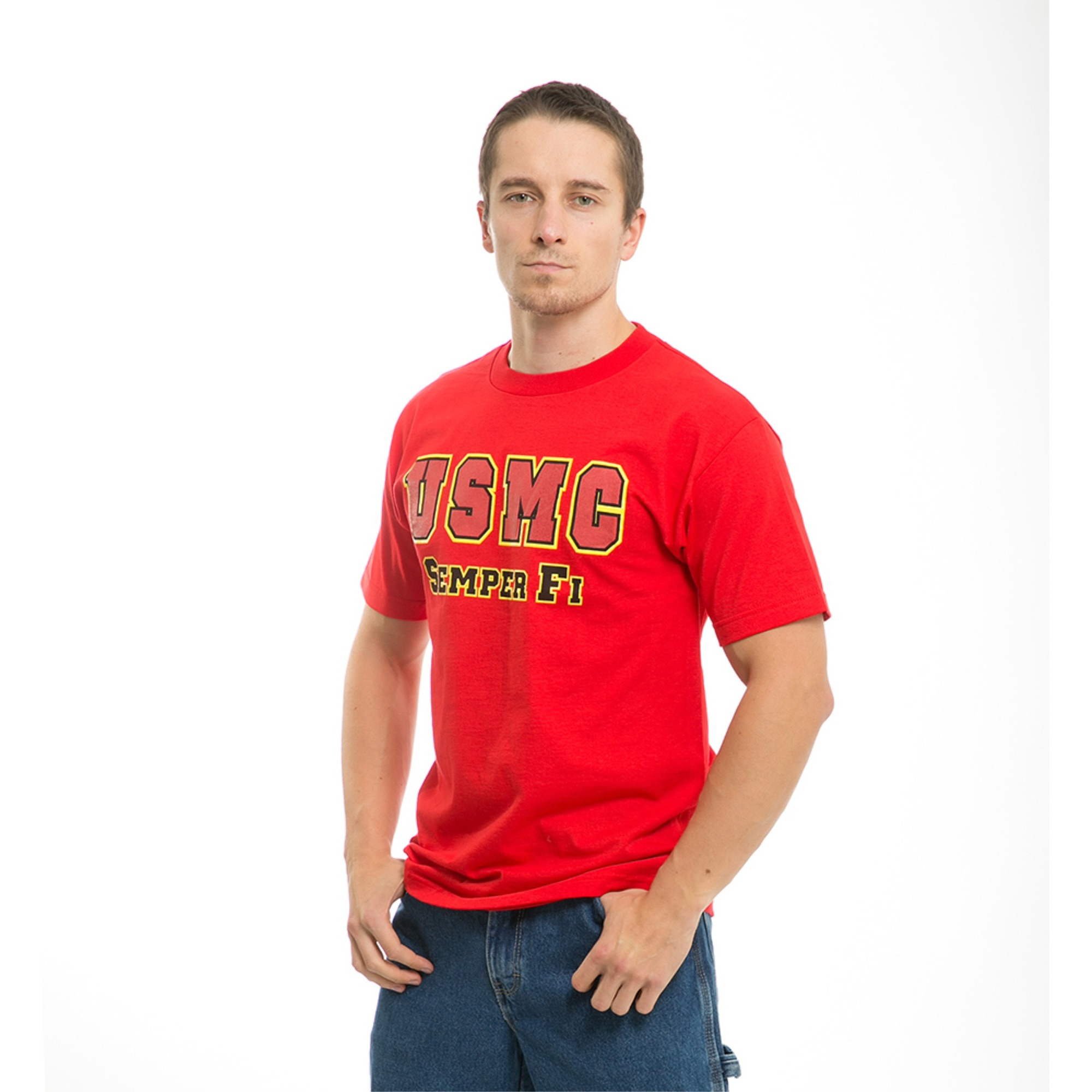 Classic Military T's, USMC, Red, XL