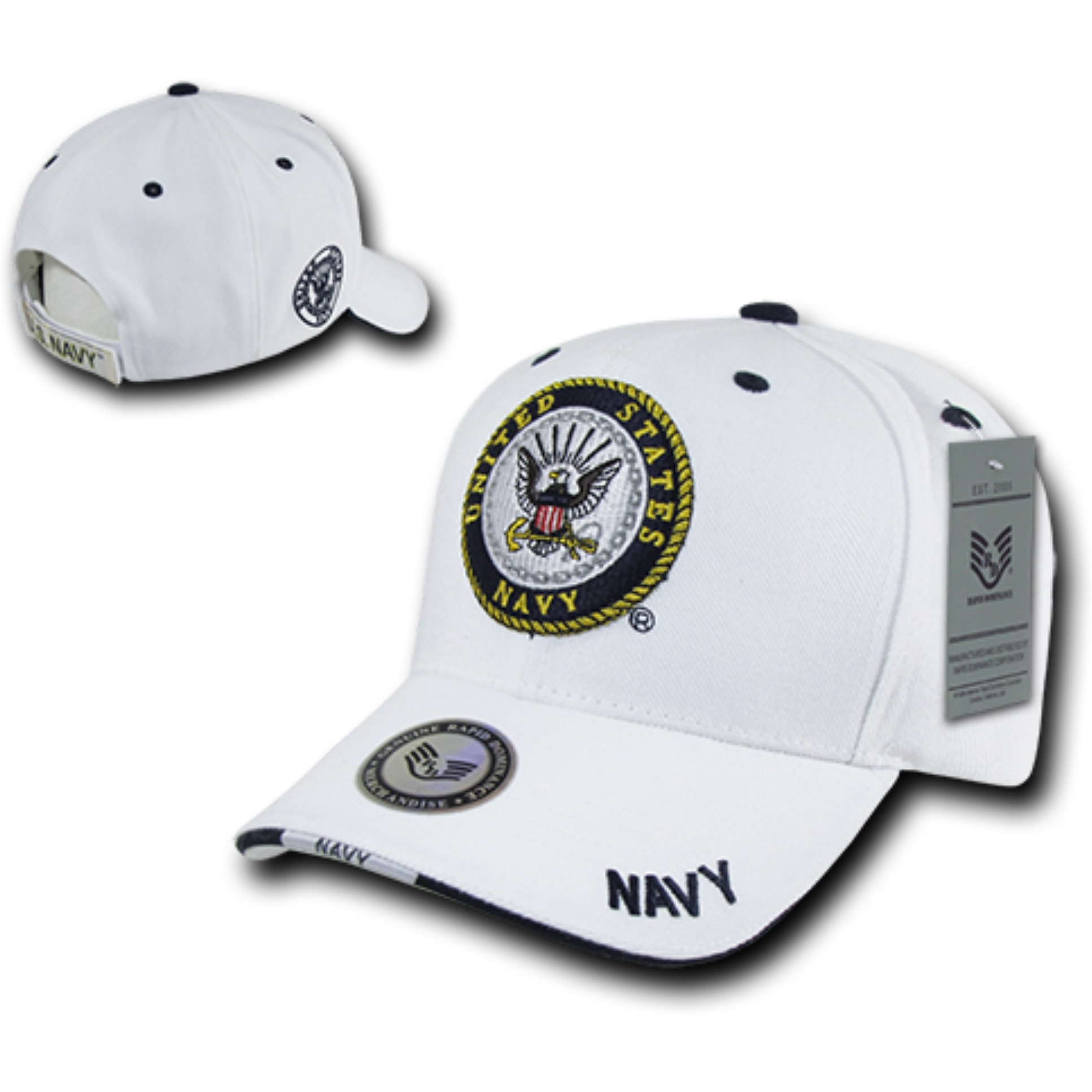 White Military Caps, Navy, Wht