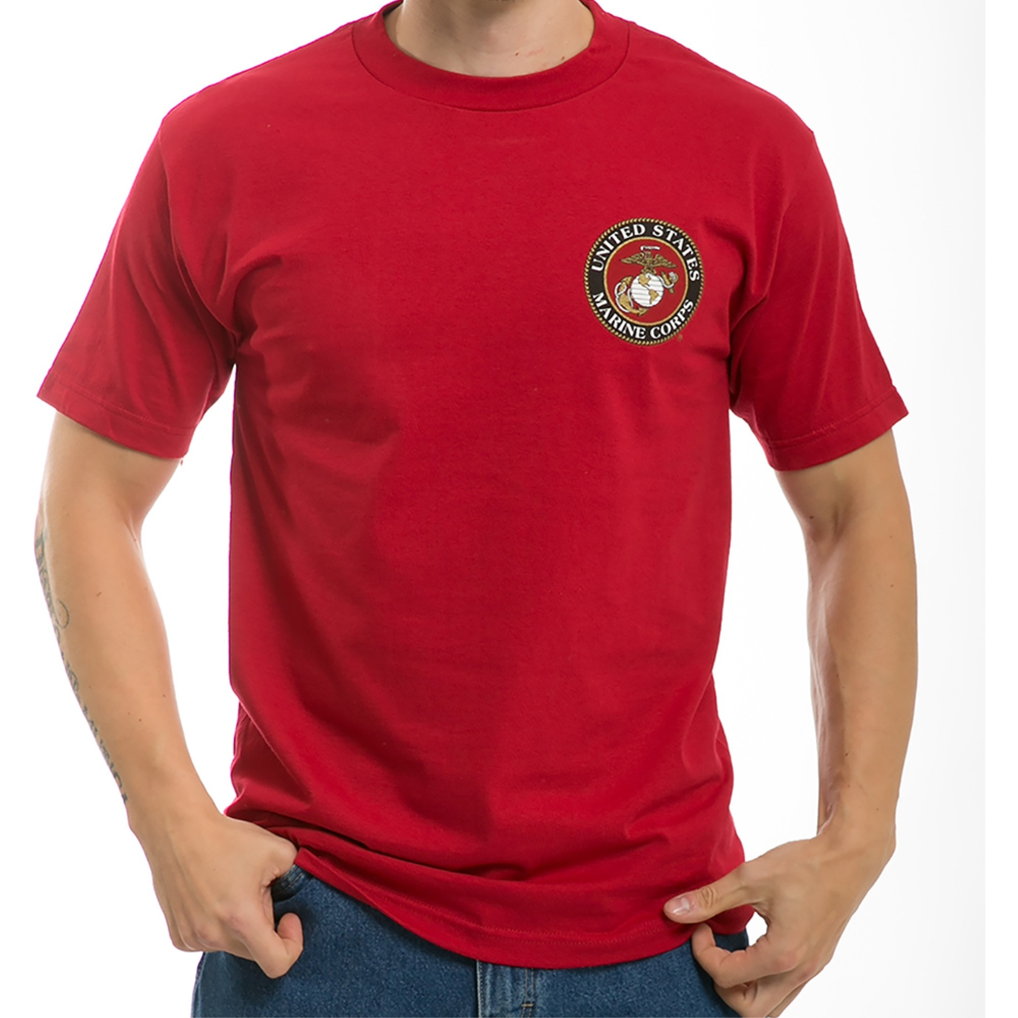 Basic Milit T's,Marine Emb,Cardinal, XL