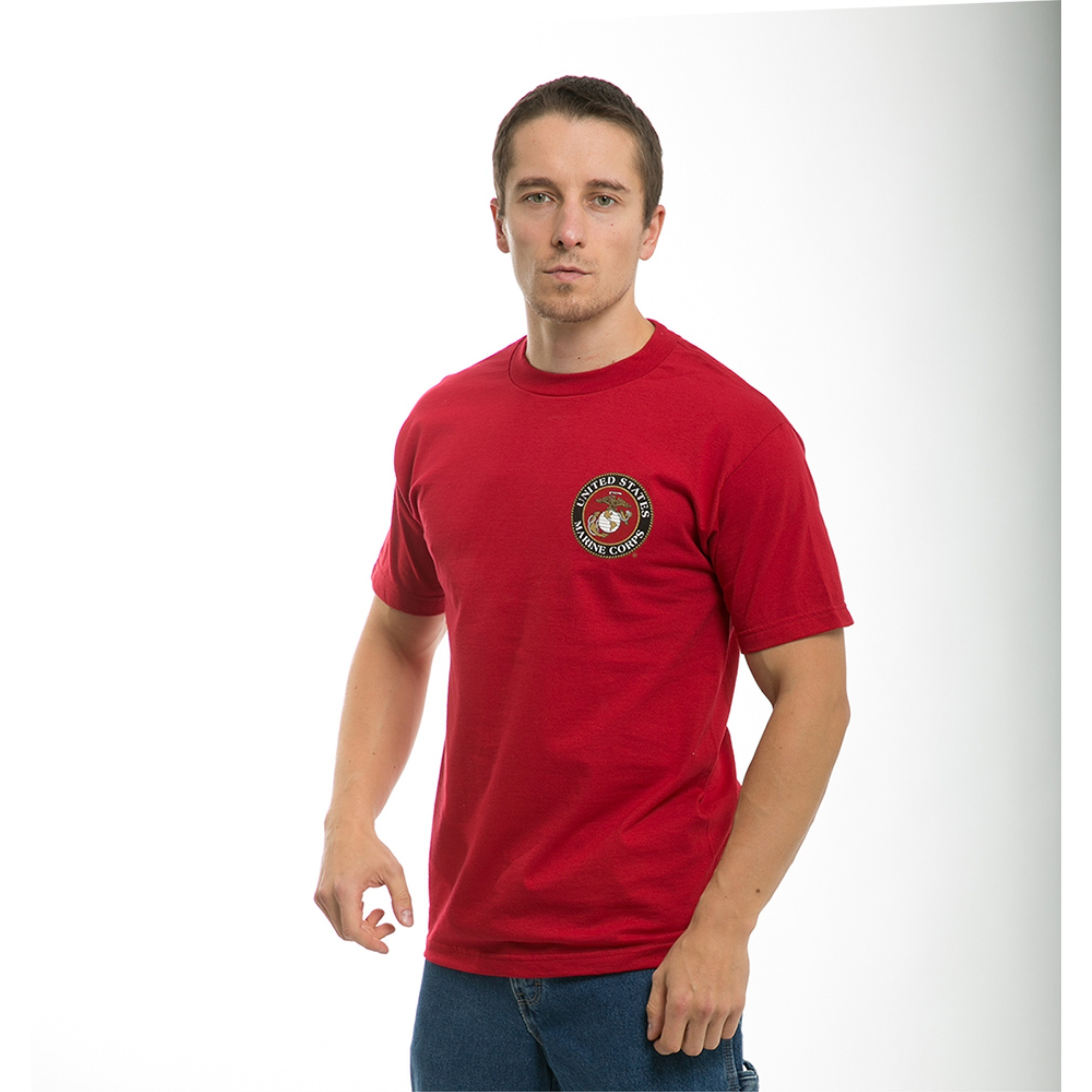 Basic Milit T's,Marine Emb,Cardinal, XL