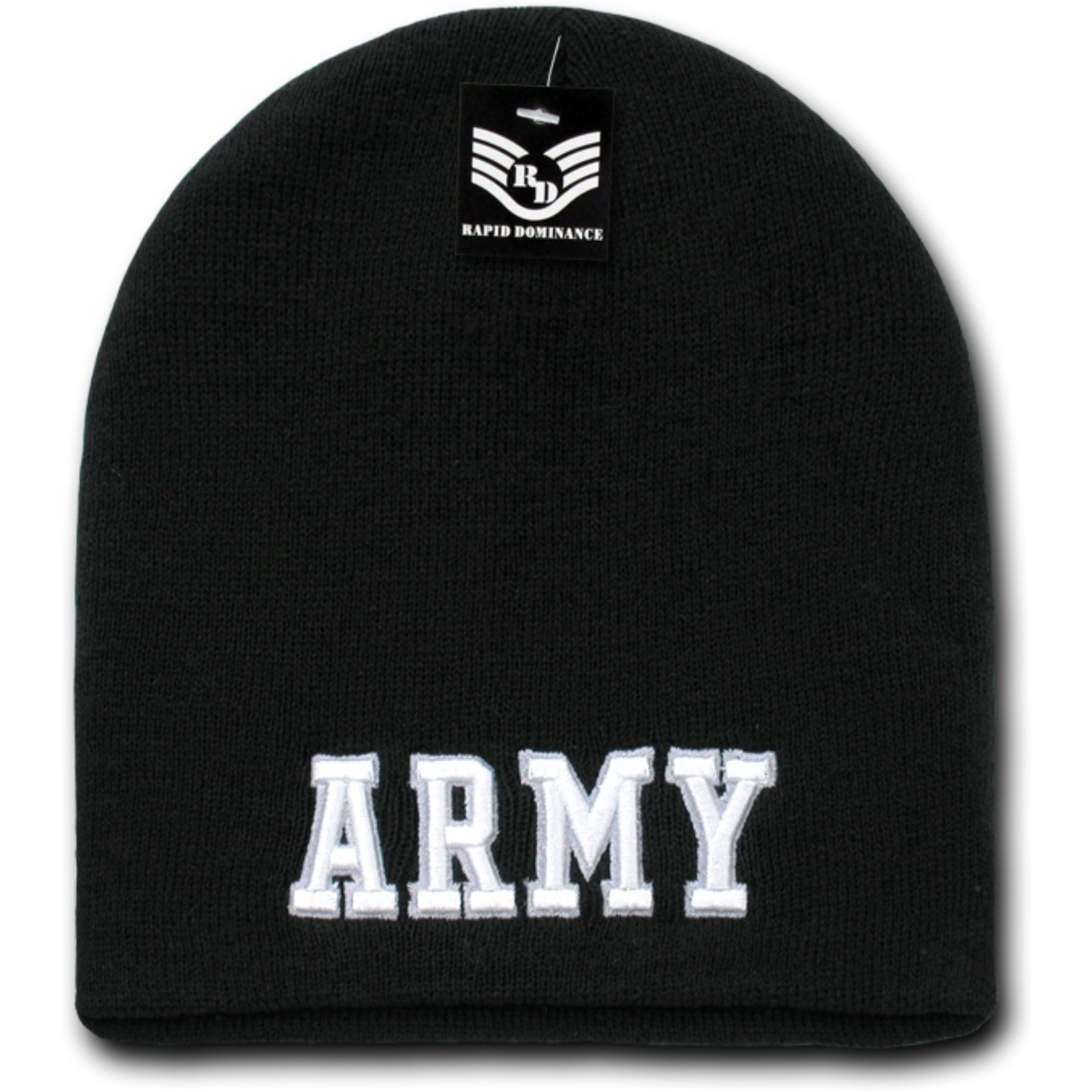 Military Work Beanies, ARMY Text, Black