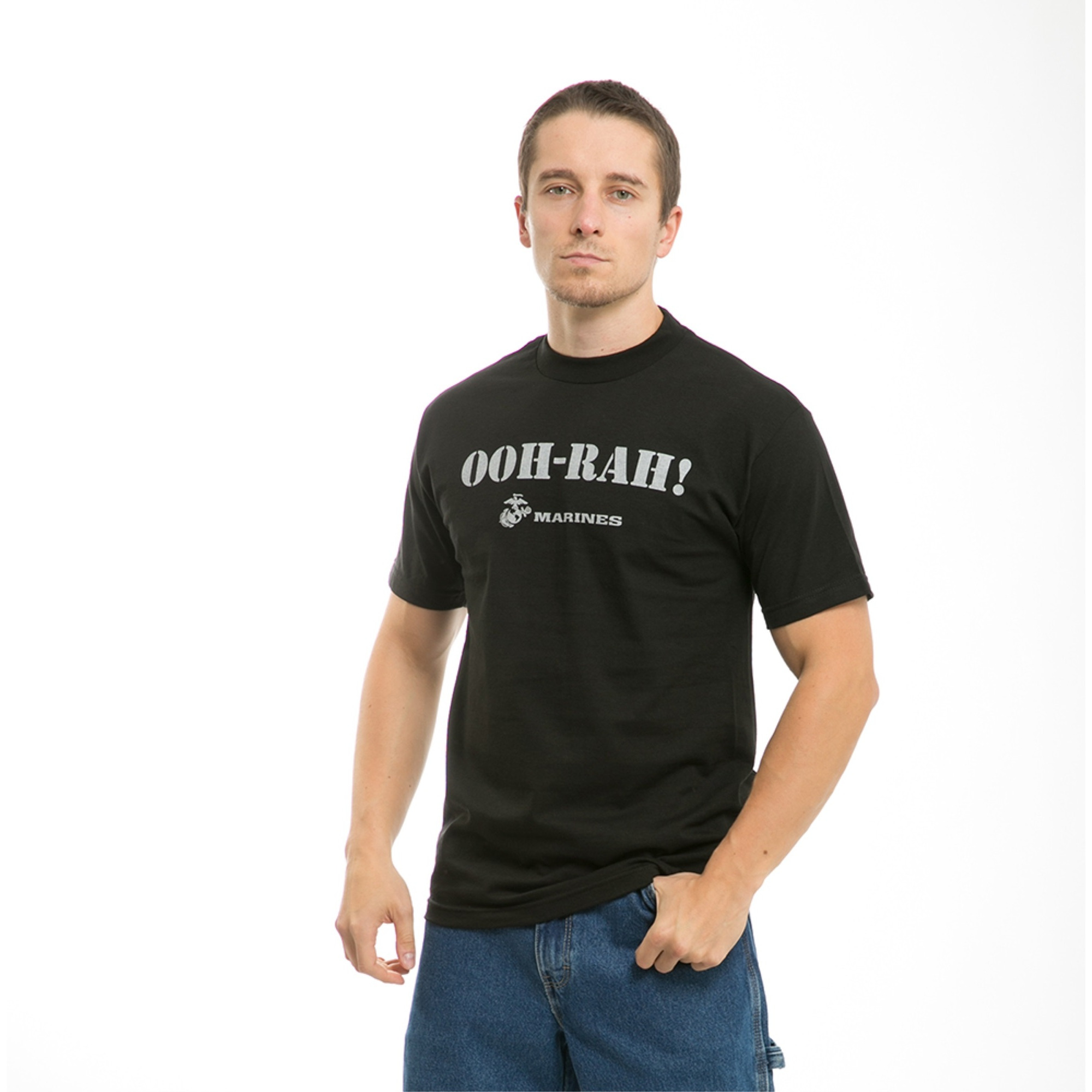 Military Graphics T's, OOH-RAH, Blk, 2X
