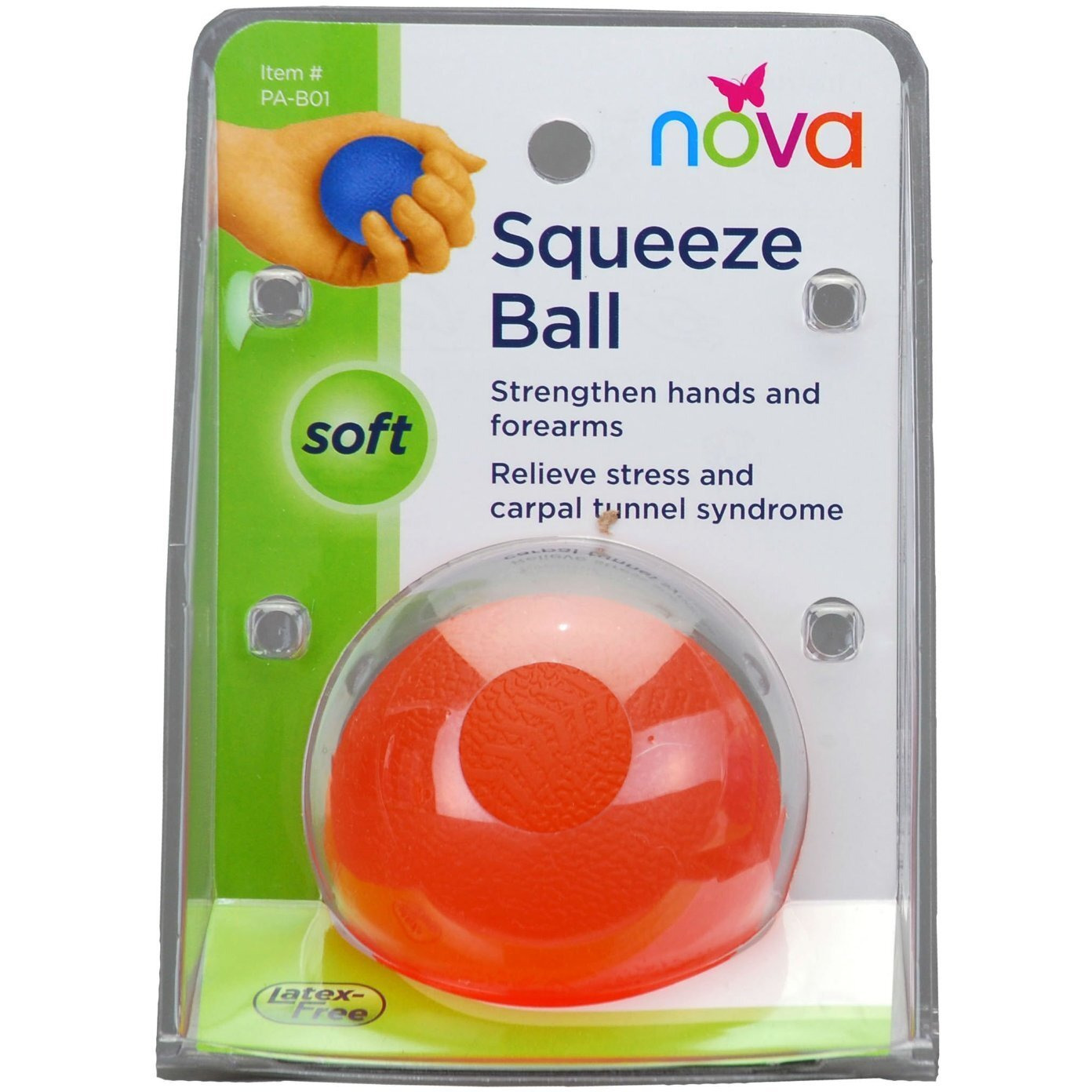 NOVA Hand Exercise Round Ball, Hand Grip Squeeze Ball for Strength, Stress and Recovery, Comes in 2 Resistance Levels - Orange Medium and Blue Firm