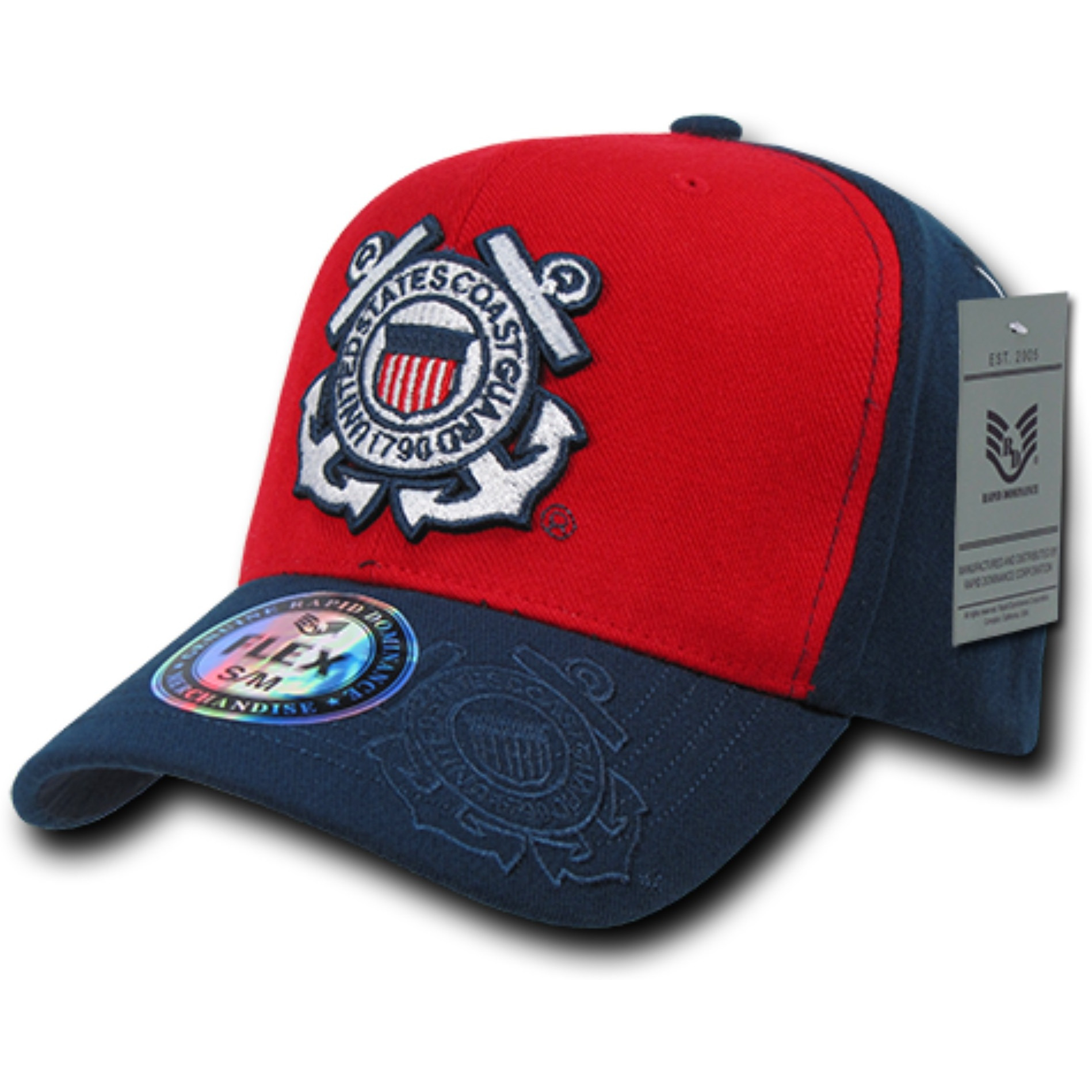 Flex Military Caps,CoastGuard, Red, L_XL