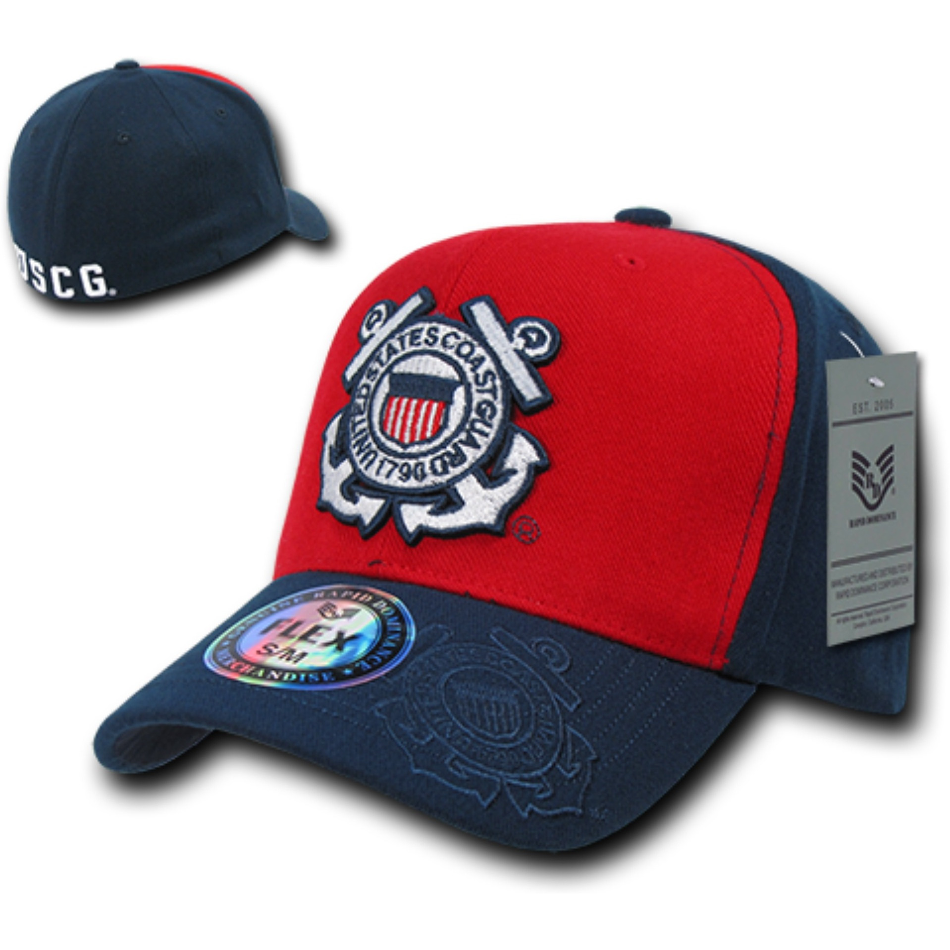 Flex Military Caps,CoastGuard, Red, L_XL