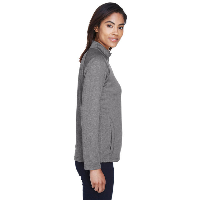 Ladies Stretch Tech-Shell compass Quarter-Zip - DK gREY HEATHER - S(D0102H7Y5V2)