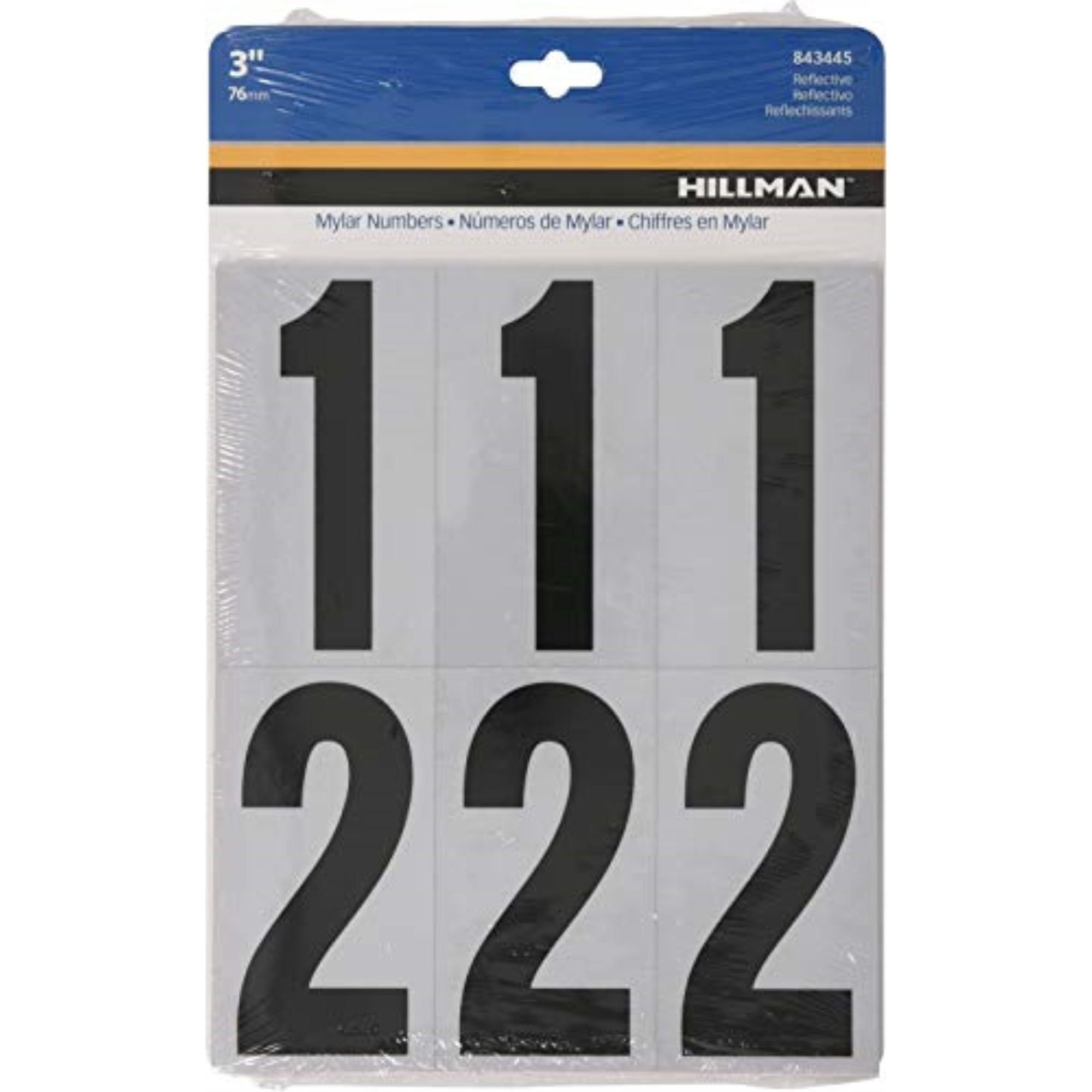 5027200 NUMBERS 0-9 BLK 3"" 26PC Hillman 3 in. Reflective Black Mylar Self-Adhesive Number Set 0-9 26 pc (Pack of 6)