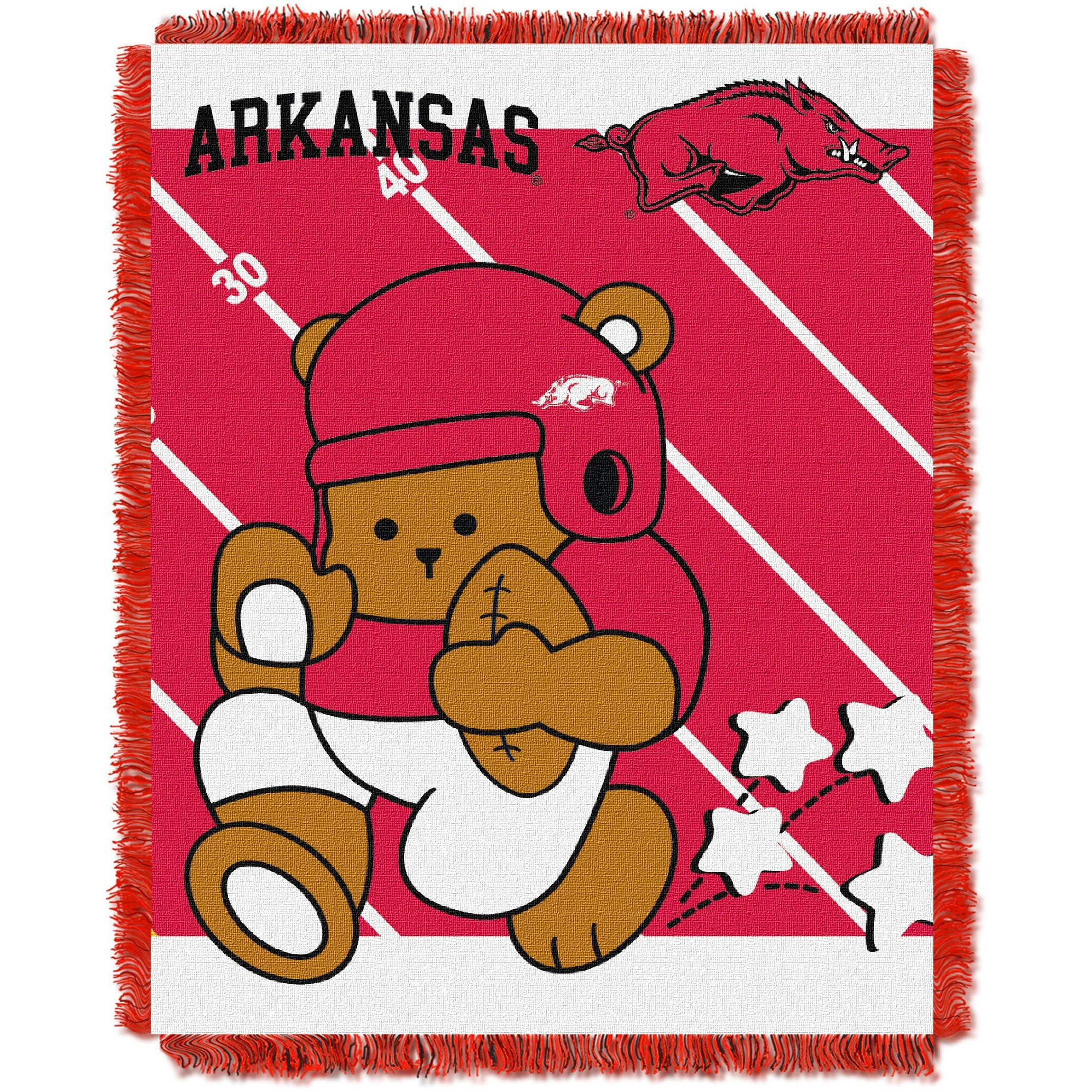 Arkansas OFFICIAL Collegiate &quotHalf Court" Baby Woven Jacquard Throw(D0102HHB1BG.)