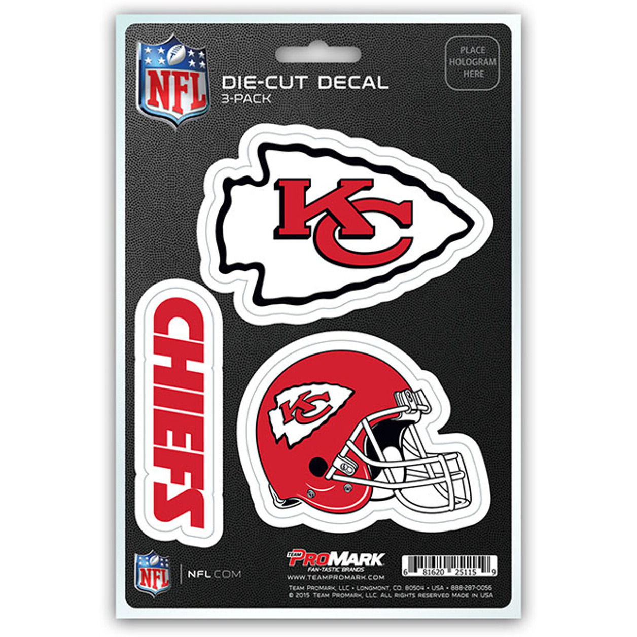 Kansas City Chiefs Decal Die Cut Team 3 Pack