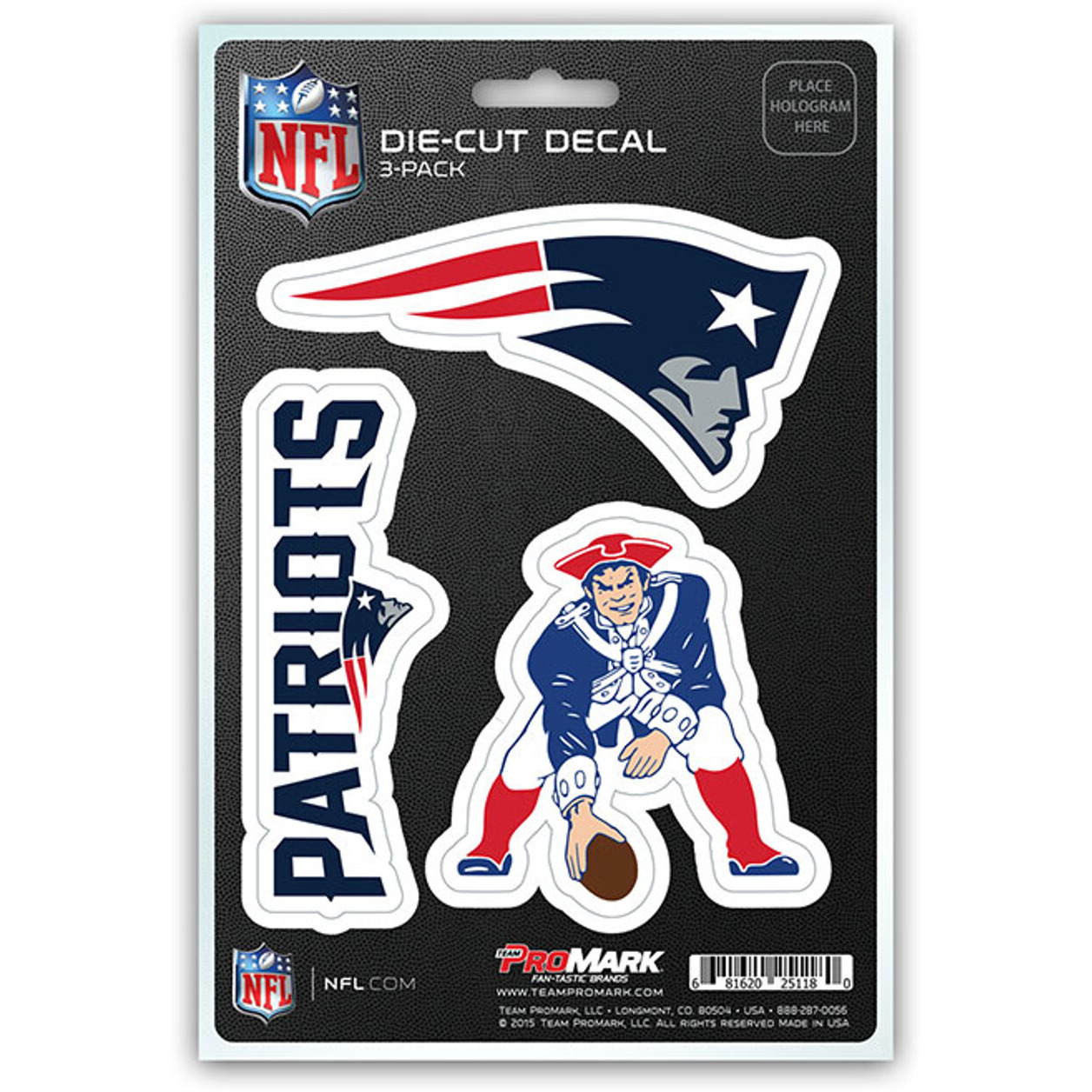 New England Patriots Decal Die Cut Team 3 Pack