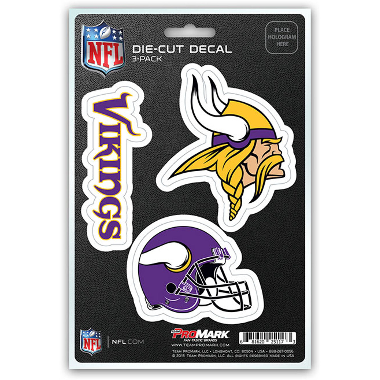 Minnesota Vikings Decal Die Cut Team 3 Pack
