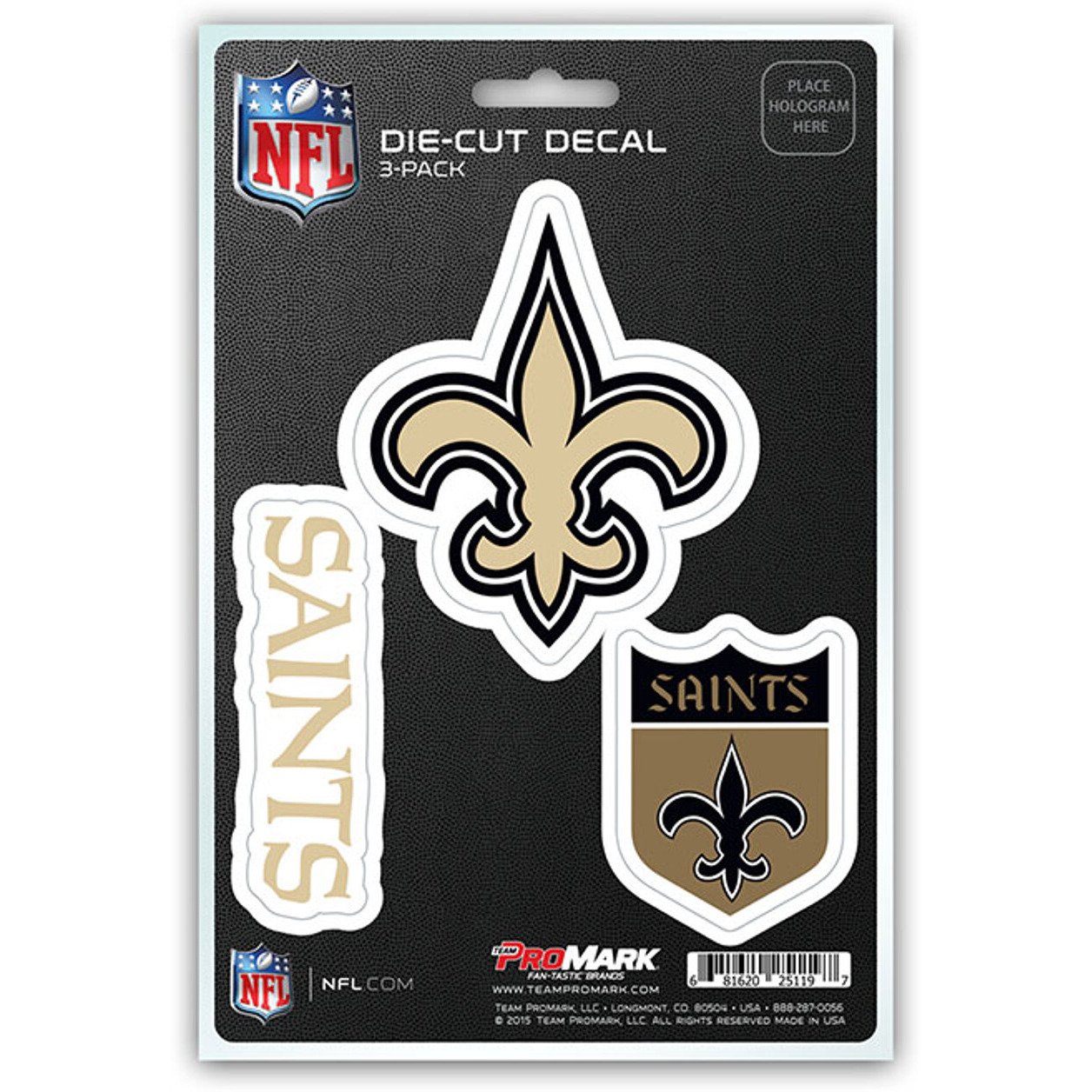New Orleans Saints Decal Die Cut Team 3 Pack