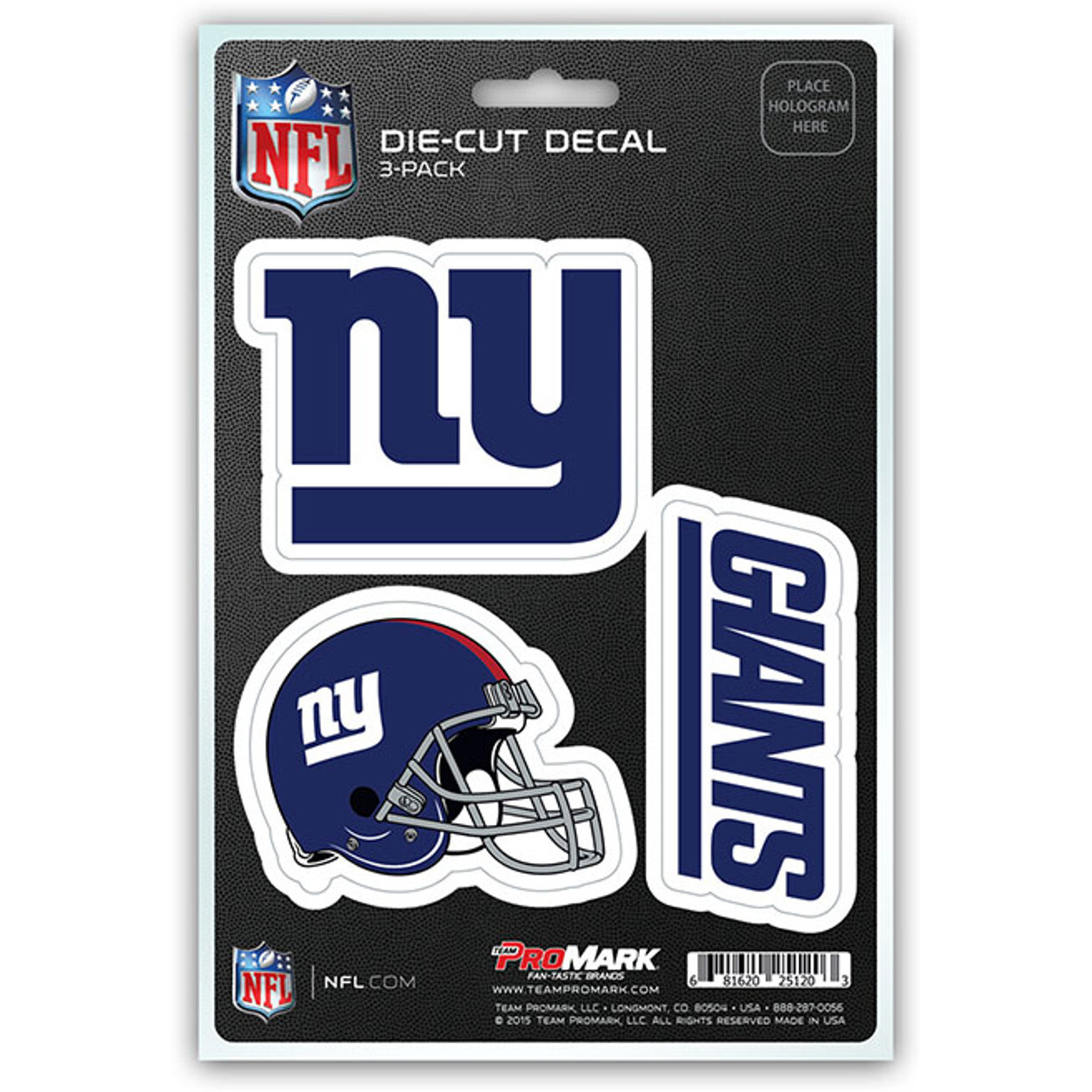 New York Giants Decal Die Cut Team 3 Pack