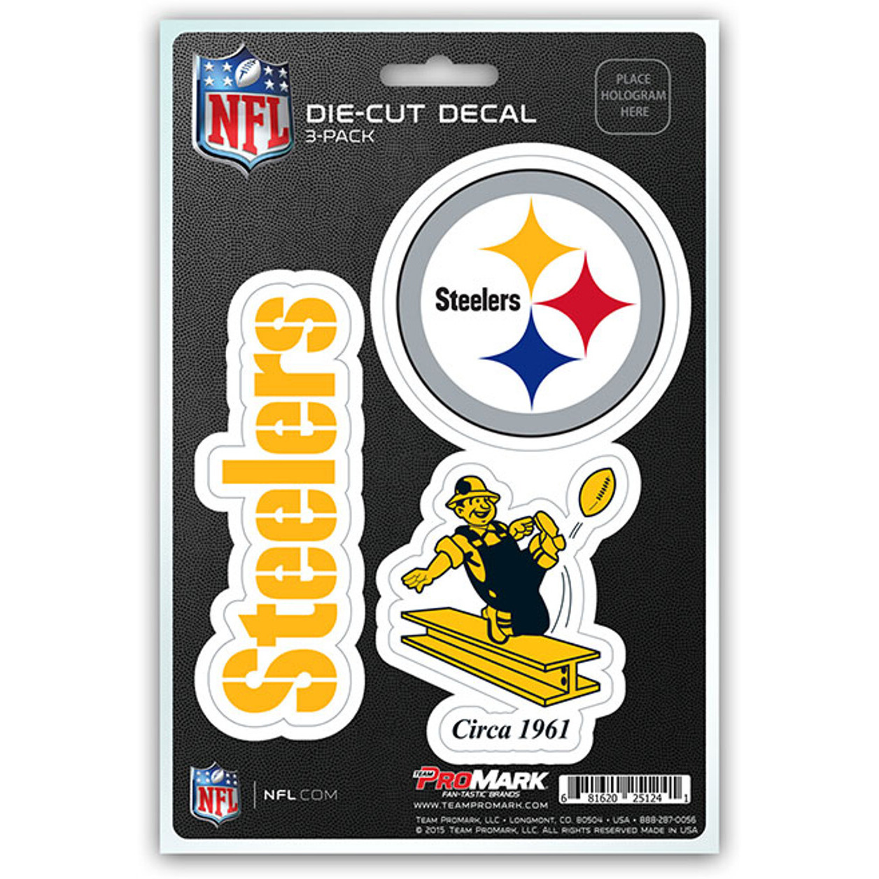 Pittsburgh Steelers Decal Die Cut Team 3 Pack