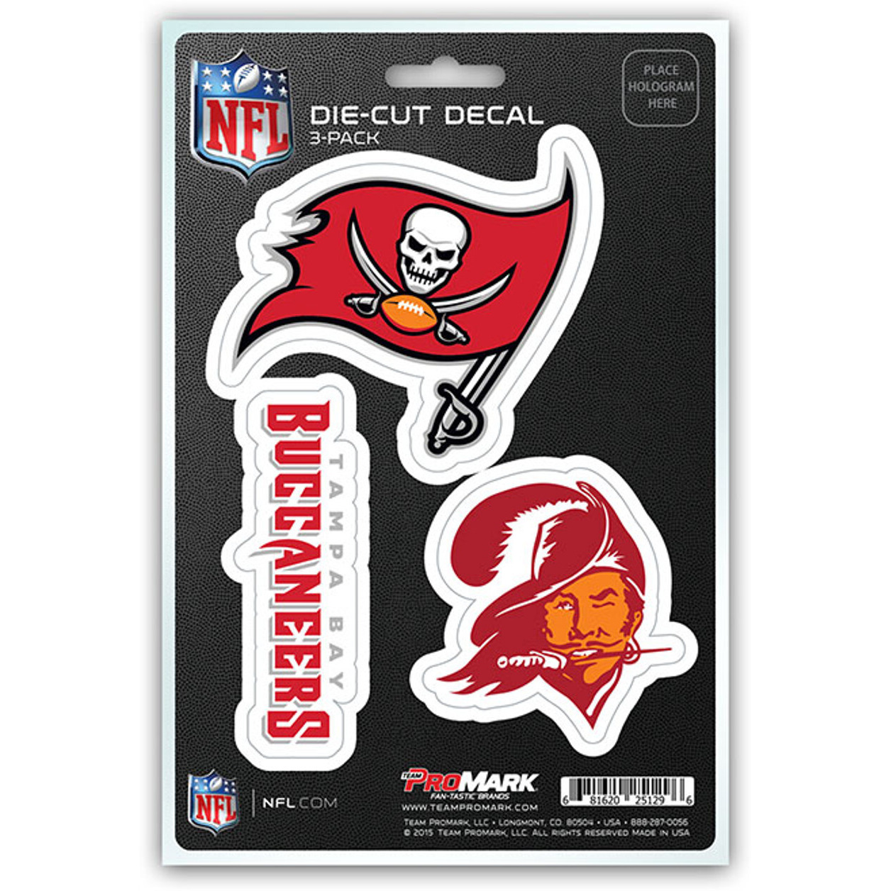 Tampa Bay Buccaneers Decal Die Cut Team 3 Pack