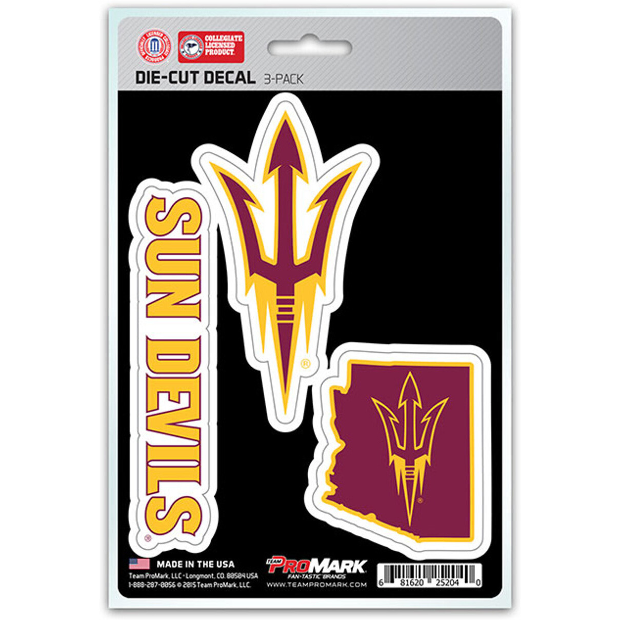 Arizona State Sun Devils Decal Die Cut Team 3 Pack
