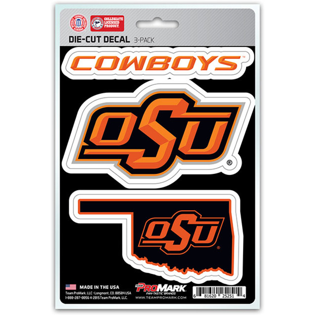 Oklahoma State Cowboys Decal Die Cut Team 3 Pack
