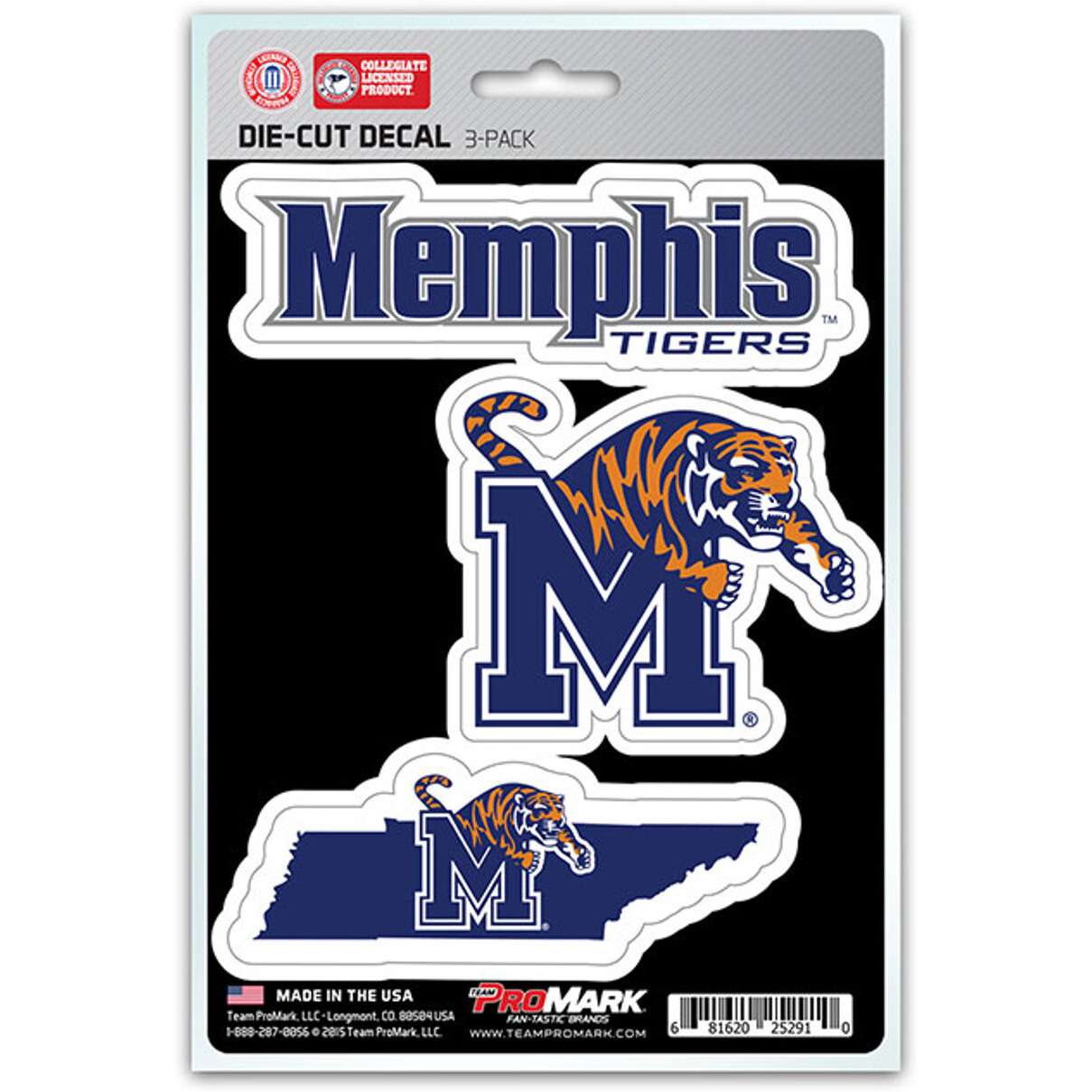 Memphis Tigers Decal Die Cut Team 3 Pack