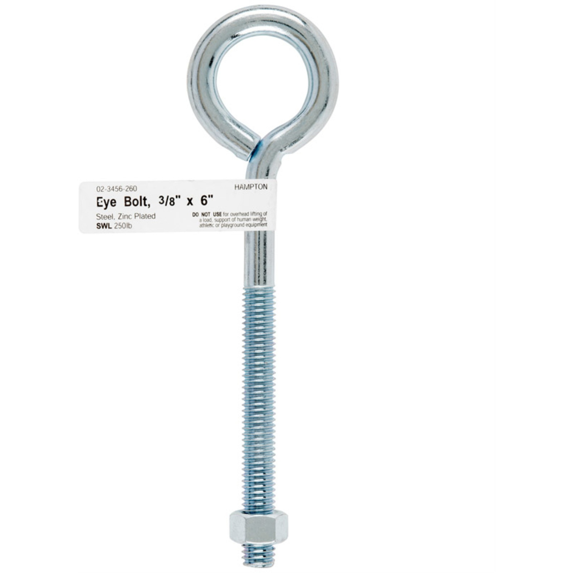 BOLT EYE W/NUT 3/8"&quotX6"" (Pack of 10)