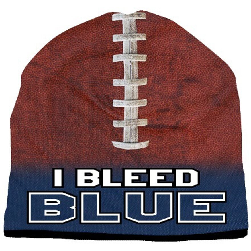 Beanie I Bleed Style Sublimated Football Navy Blue Design