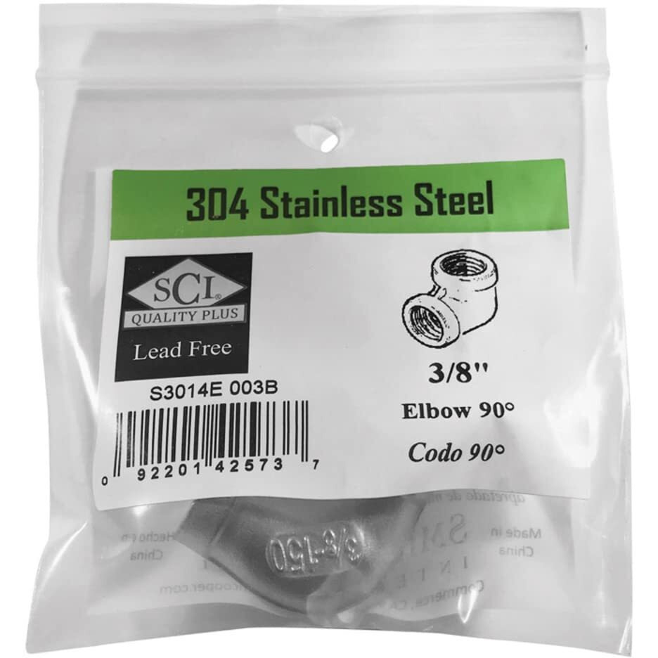FEMALE ELBOW 90 3/8" SS (Pack of 1)