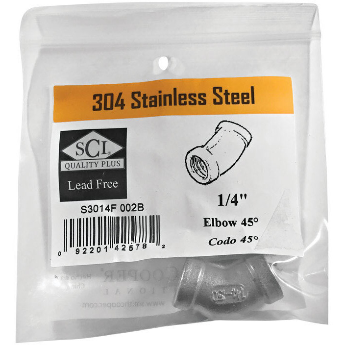FEMALE ELBOW 45 1/4" SS (Pack of 1)