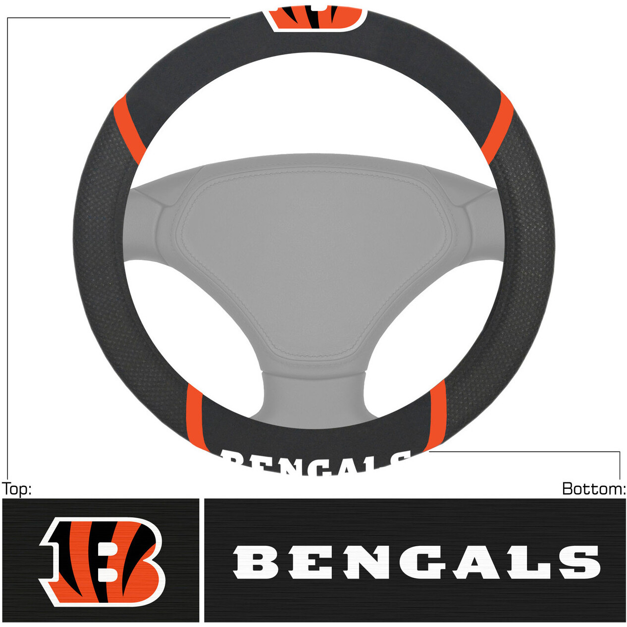 Cincinnati Bengals Steering Wheel Cover Mesh/Stitched