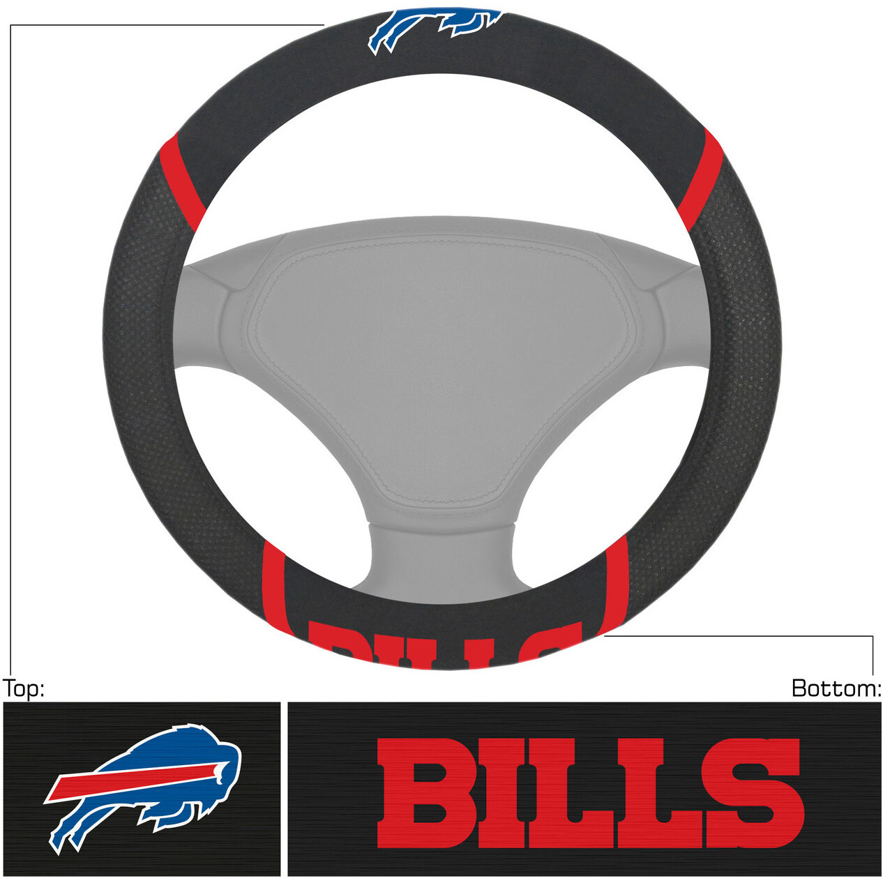 Buffalo Bills Steering Wheel Cover Mesh/Stitched