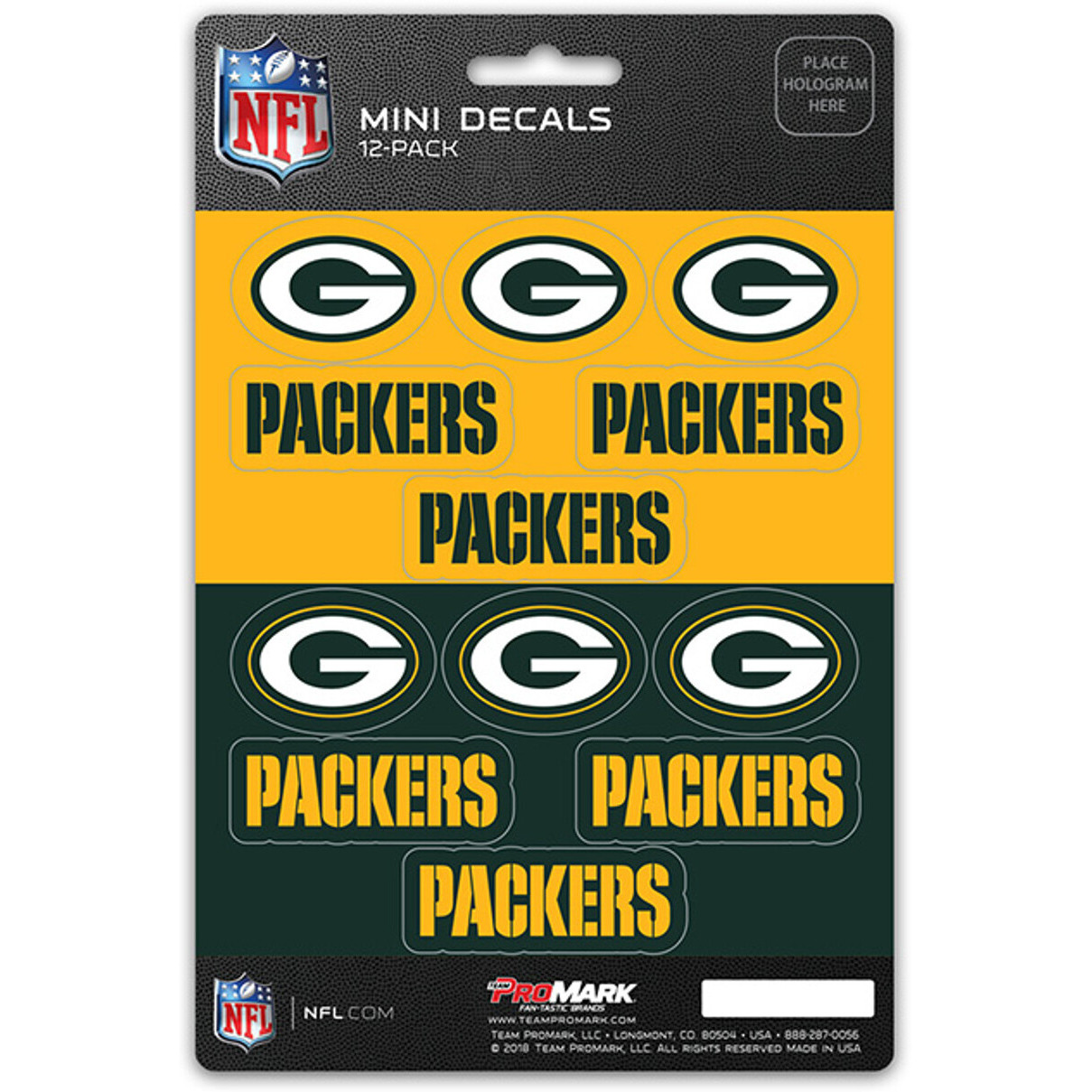 Green Bay Packers Decal Set Mini 12 Pack