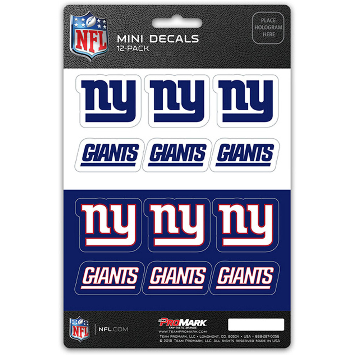 New York Giants Decal Set Mini 12 Pack