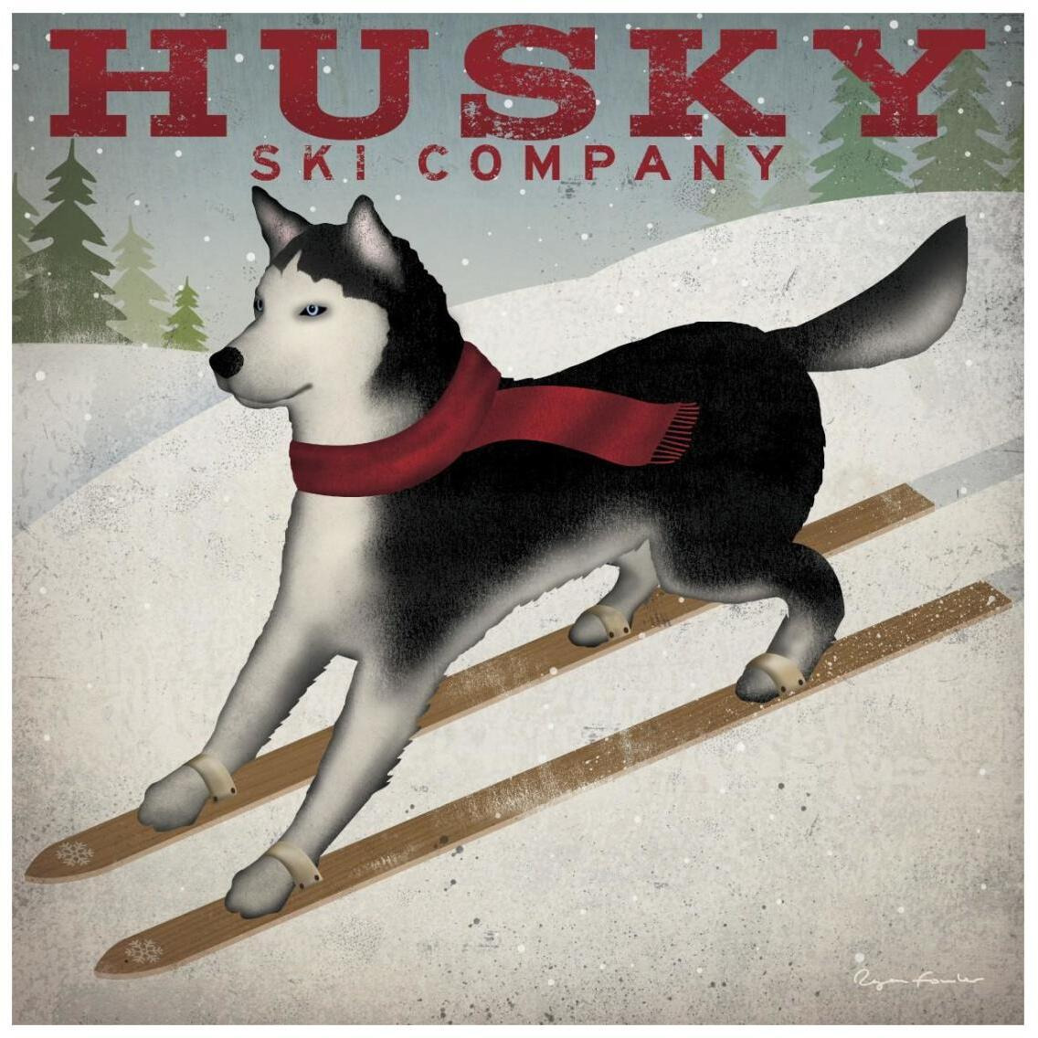 Husky Ski Co -Paper Art-26&quotx26"