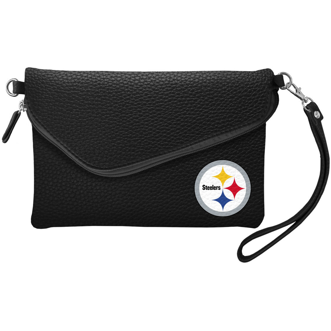 Pittsburgh Steelers Purse Pebble Fold Over Crossbody Black