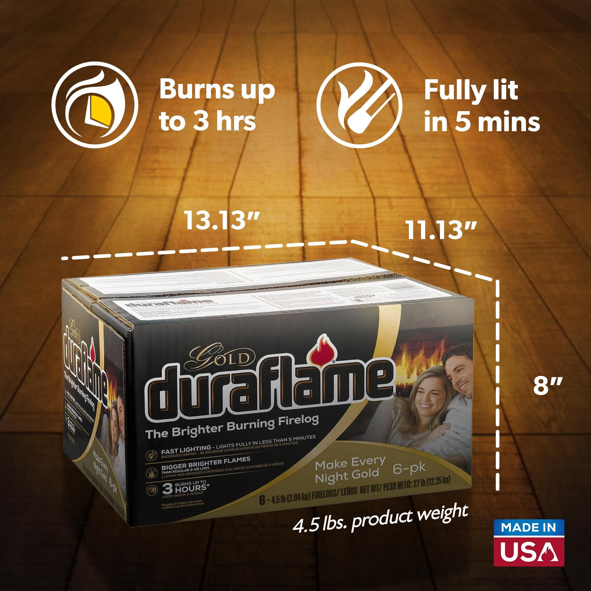 DURAFLAME GOLD LOGS (Pack of 1)