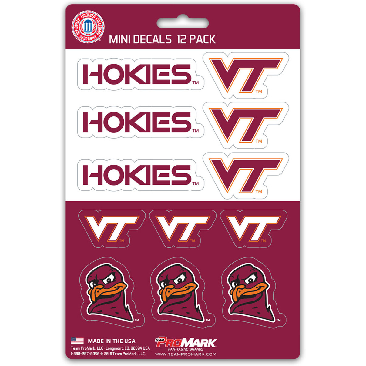 Virginia Tech Hokies Decal Set Mini 12 Pack - Special Order