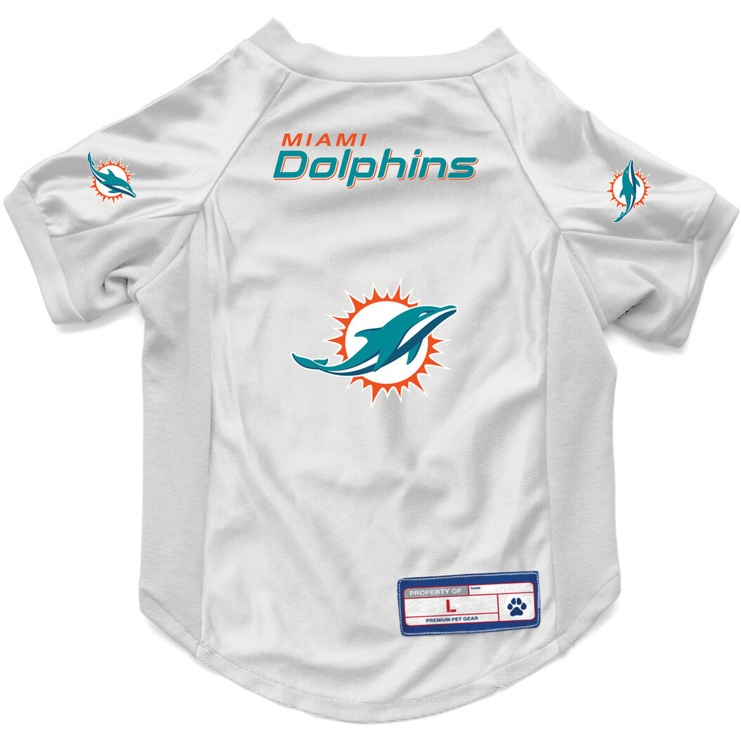 Miami Dolphins Pet Jersey Stretch Size L - Special Order
