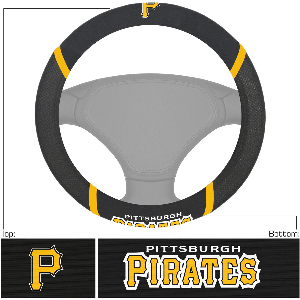 Pittsburgh Pirates Steering Wheel Cover Mesh/Stitched