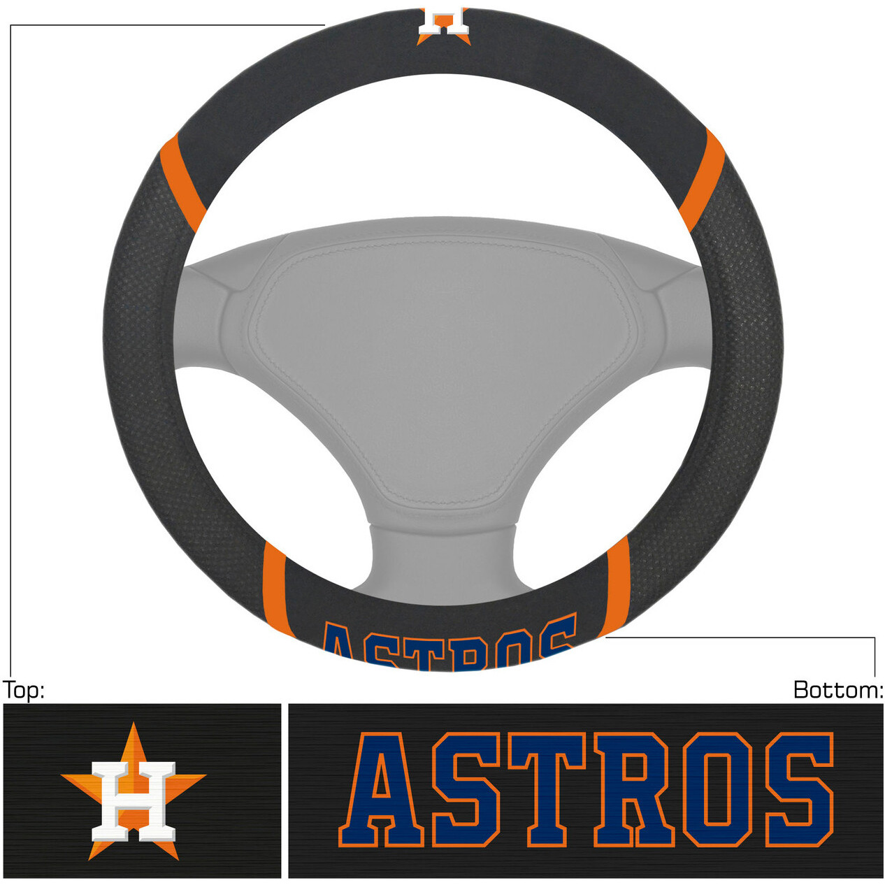 Houston Astros Steering Wheel Cover Mesh/Stitched
