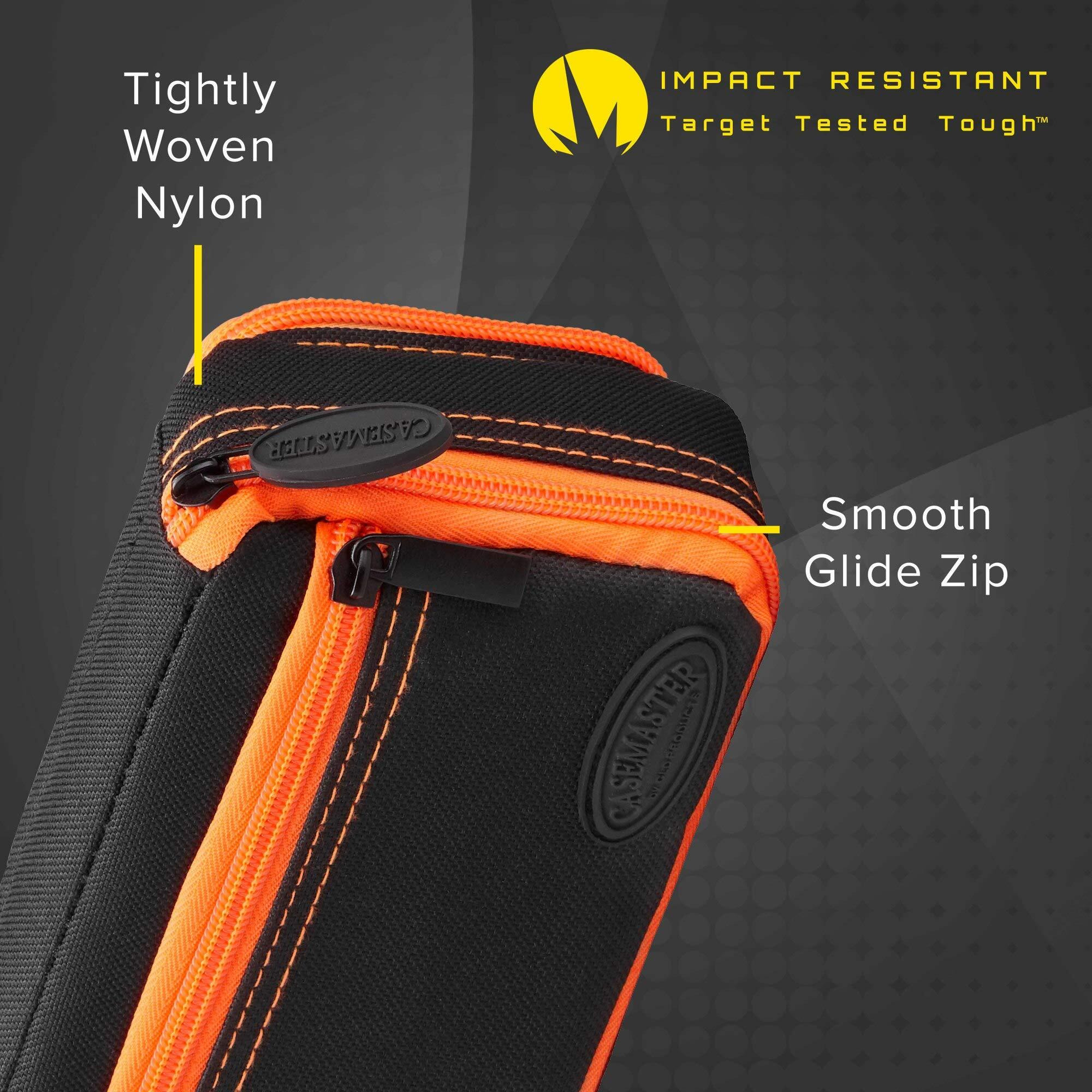 Casemaster Plazma Plus Dart Case Black with Orange Zipper and Phone Pocket